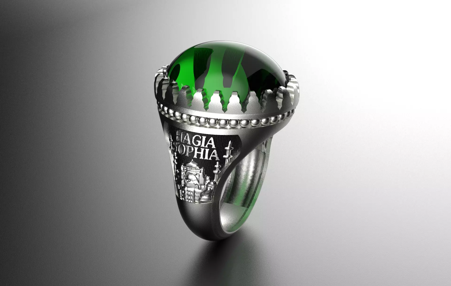 Hagia Sophia Men Ring - Authentic Rings - Muslim Ring  3D model_0