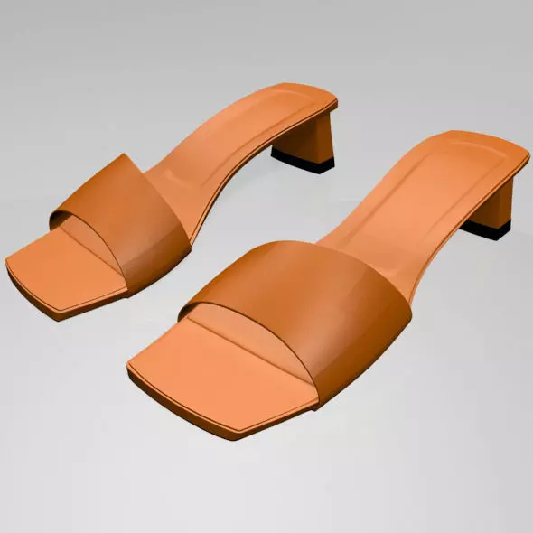 Square-Toe Block-Heel Sandals 01 3D model_0