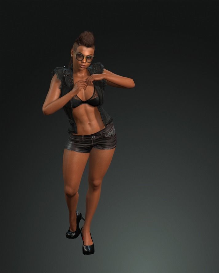 character woman shorts and glasses 3D model_1