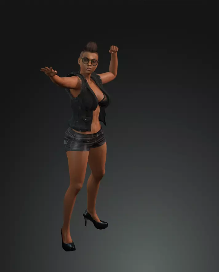 character woman shorts and glasses 3D model_0