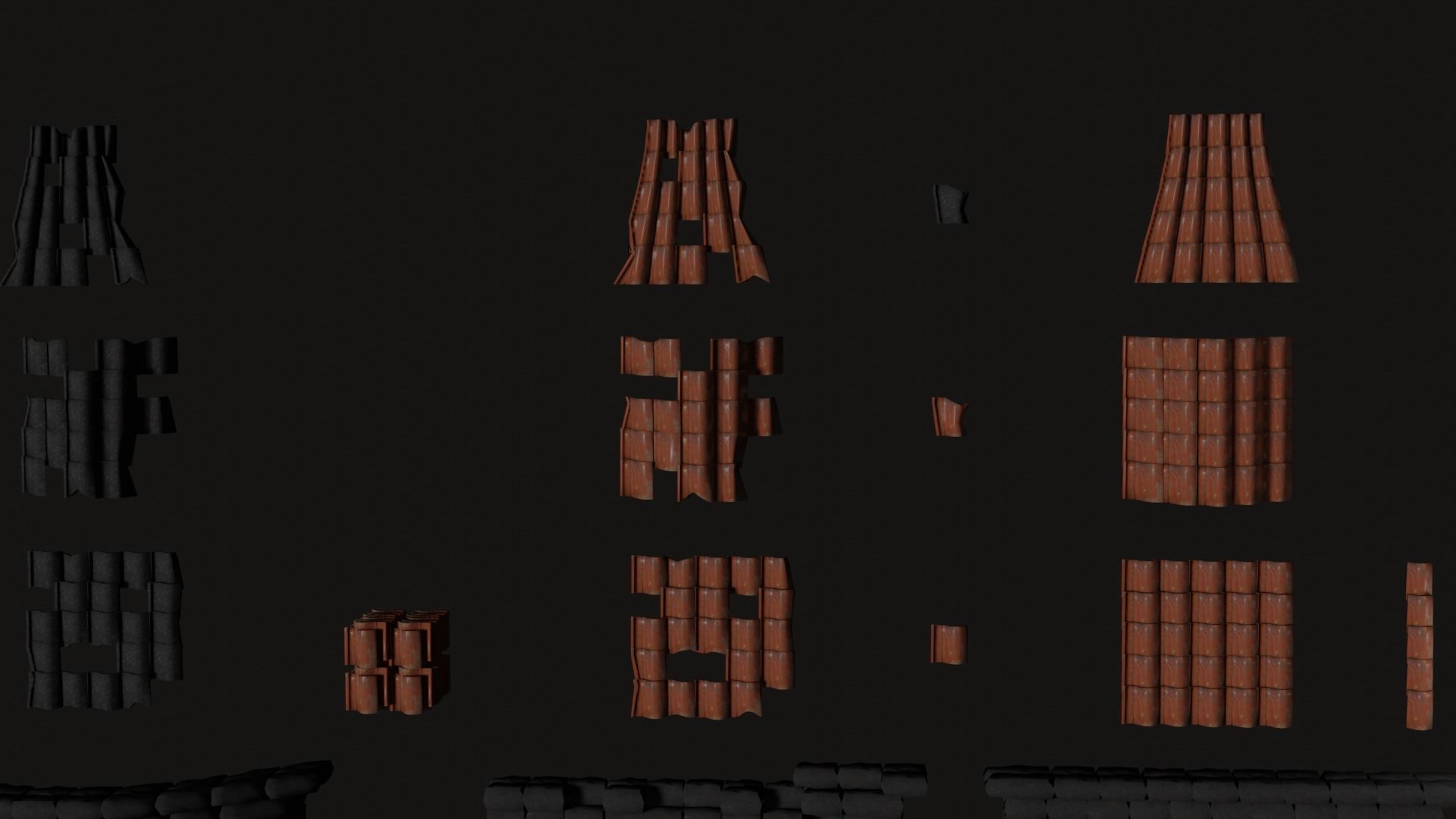 Roman roof tiles and cornices 87 pieces set low poly PBR Low-poly 3D model_3