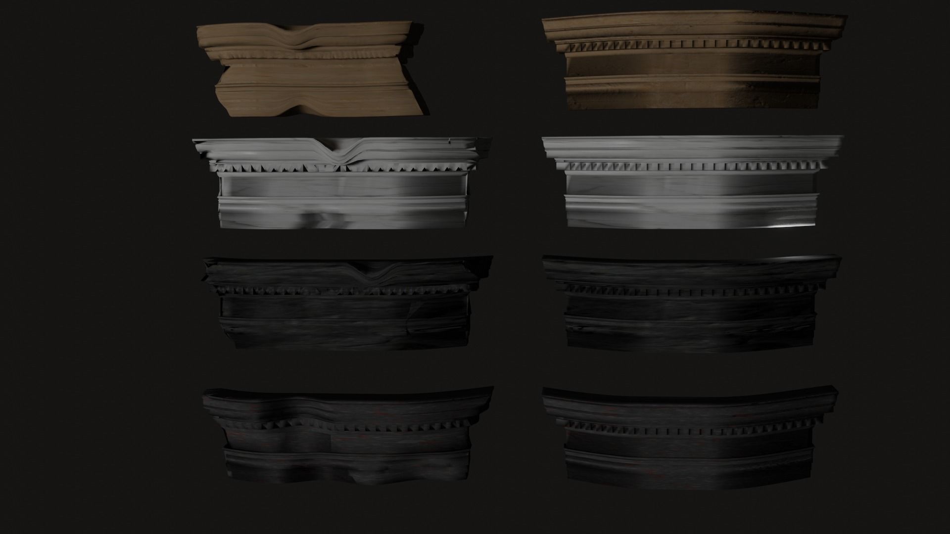 Roman roof tiles and cornices 87 pieces set low poly PBR Low-poly 3D model_8