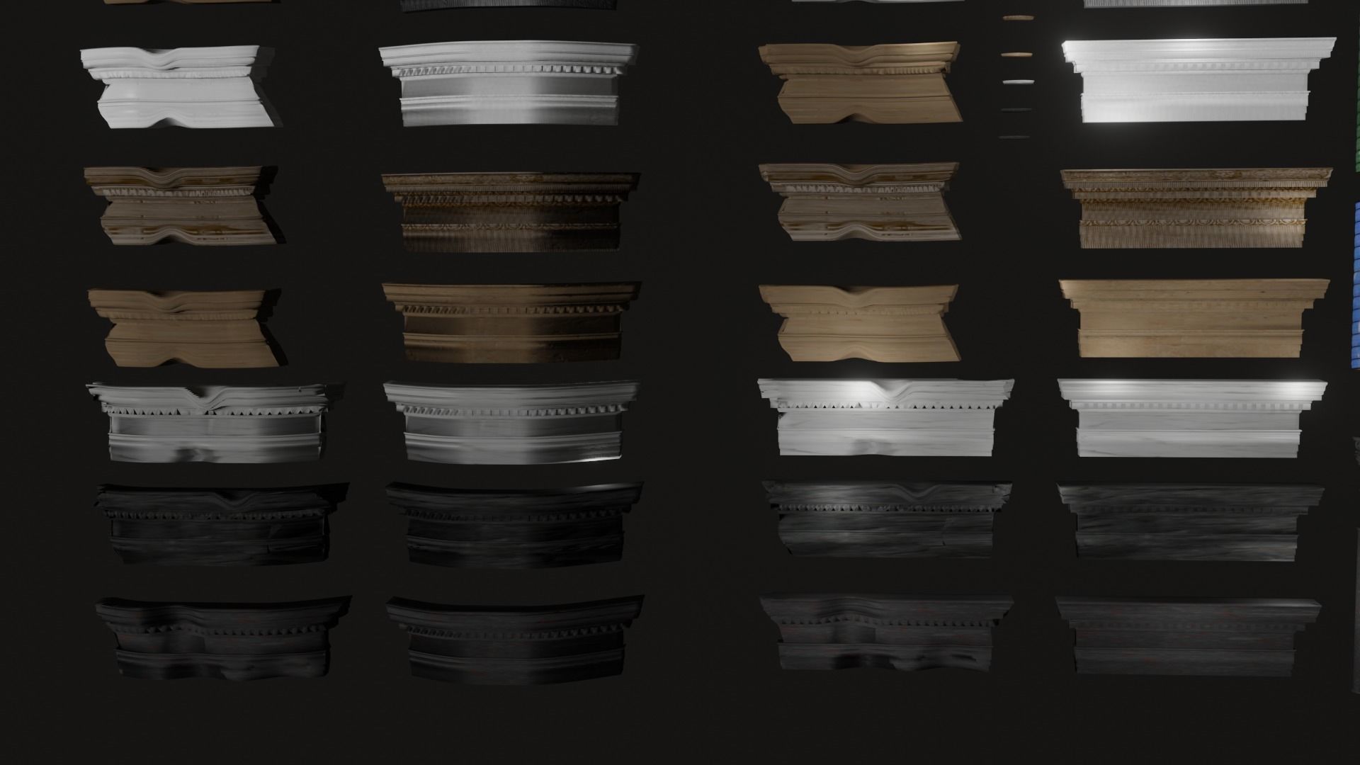 Roman roof tiles and cornices 87 pieces set low poly PBR Low-poly 3D model_2