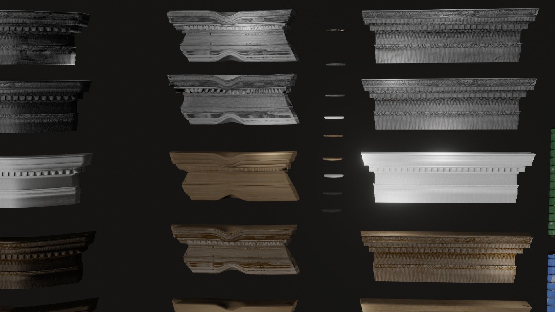 Roman roof tiles and cornices 87 pieces set low poly PBR Low-poly 3D model_6