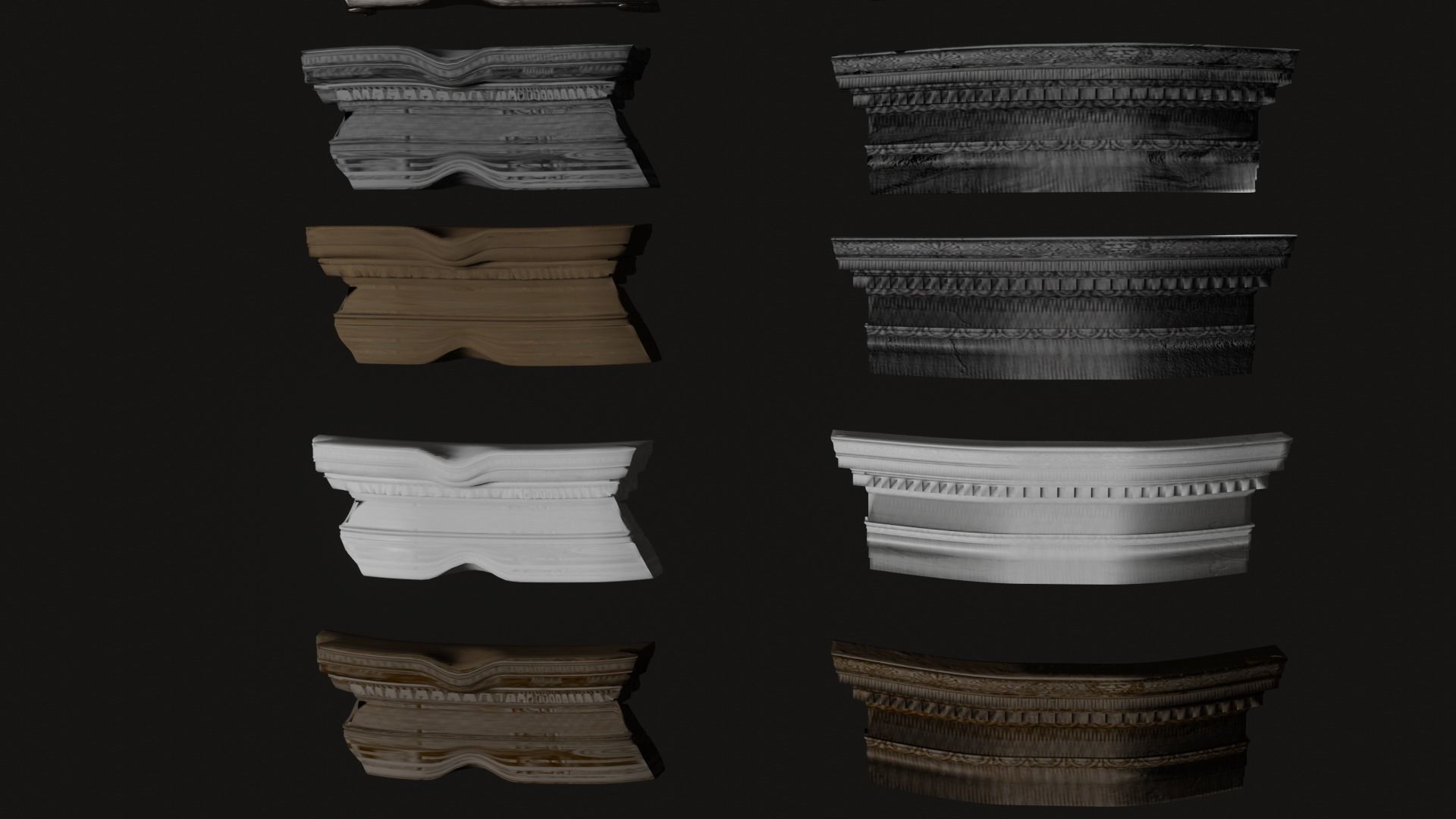 Roman roof tiles and cornices 87 pieces set low poly PBR Low-poly 3D model_9