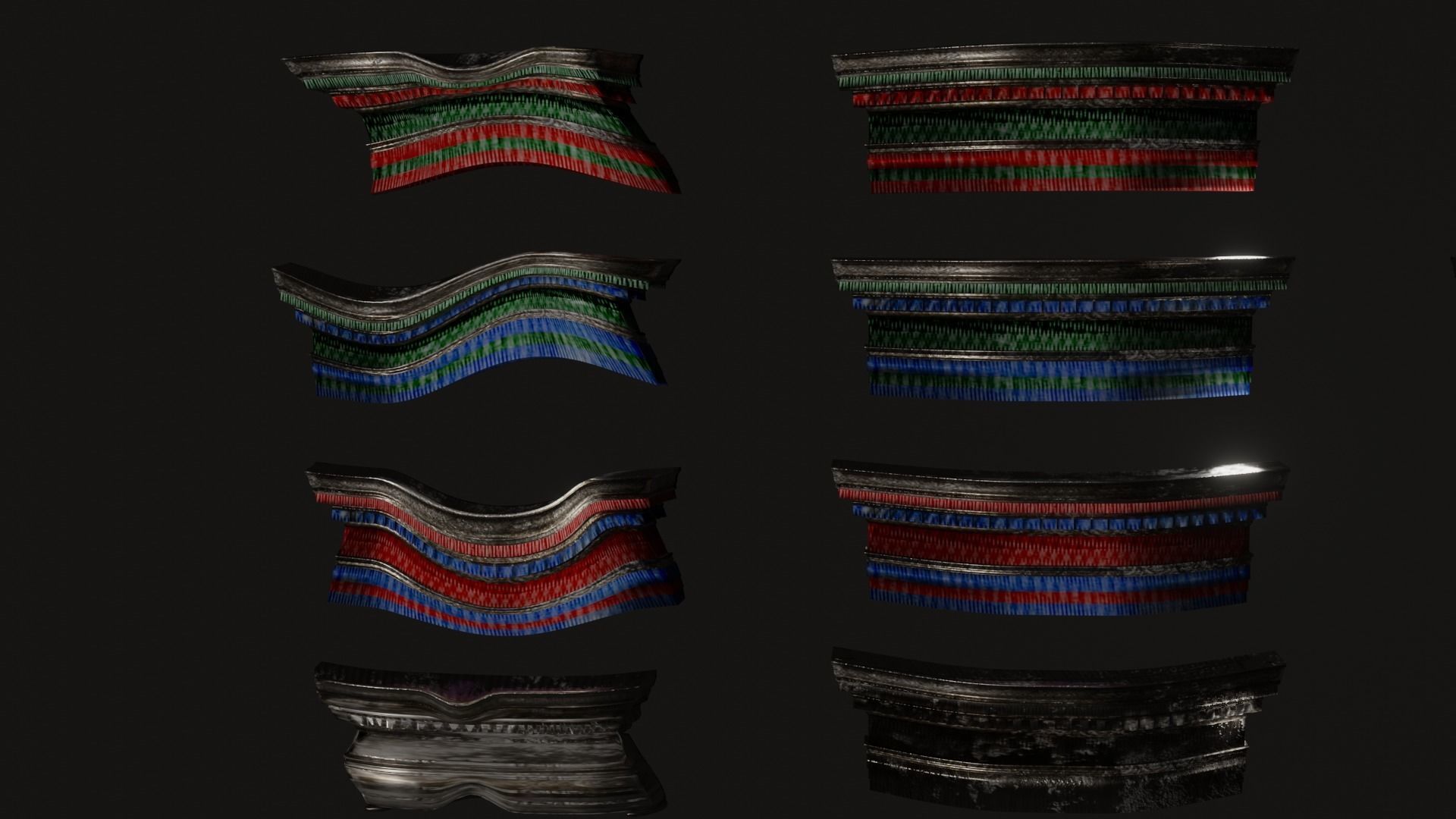 Roman roof tiles and cornices 87 pieces set low poly PBR Low-poly 3D model_10