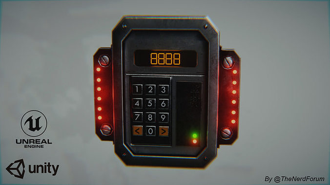 Sci-fi Security Keypad Low-poly 3D model