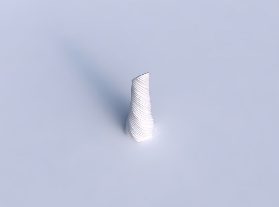 Vase twisted top bent hexagon with twisted extruded lines 3D print model_1