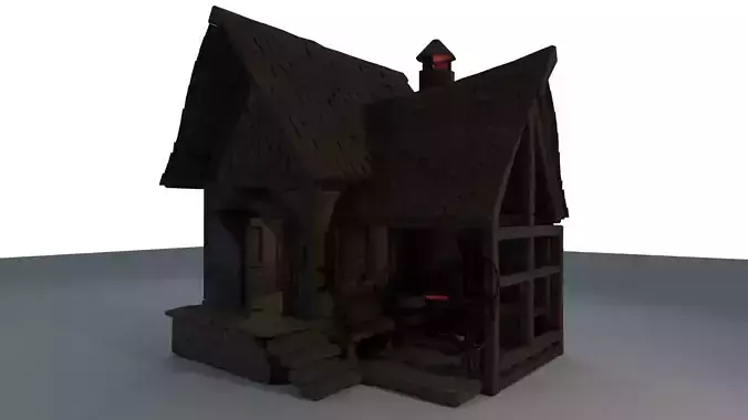 Detailed Medieval Blacksmiths Shop Low-poly 3D model