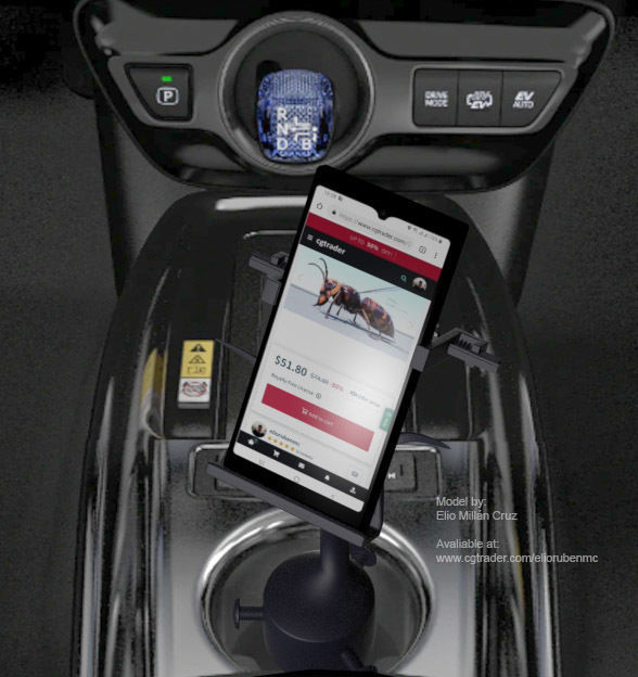 Cell phone Holder for car cupholder 3D print model_9