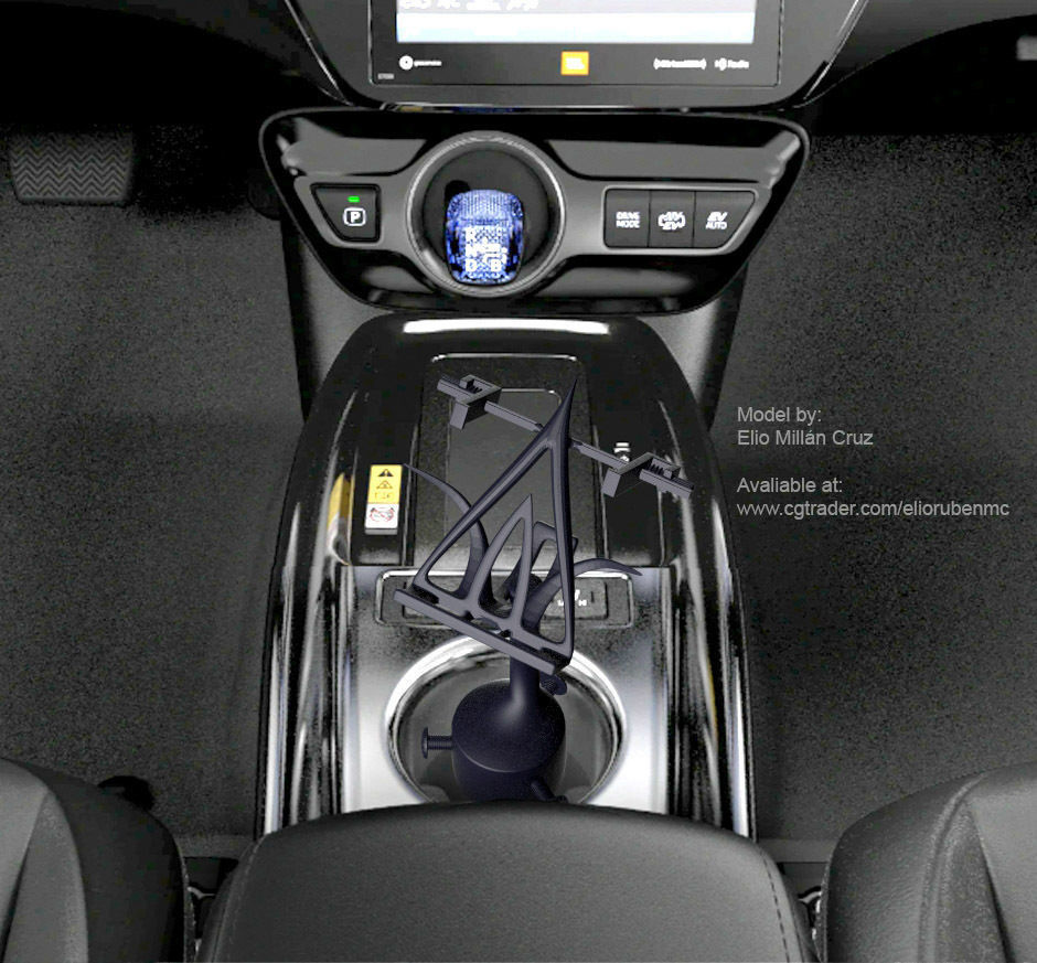 Cell phone Holder for car cupholder 3D print model_10