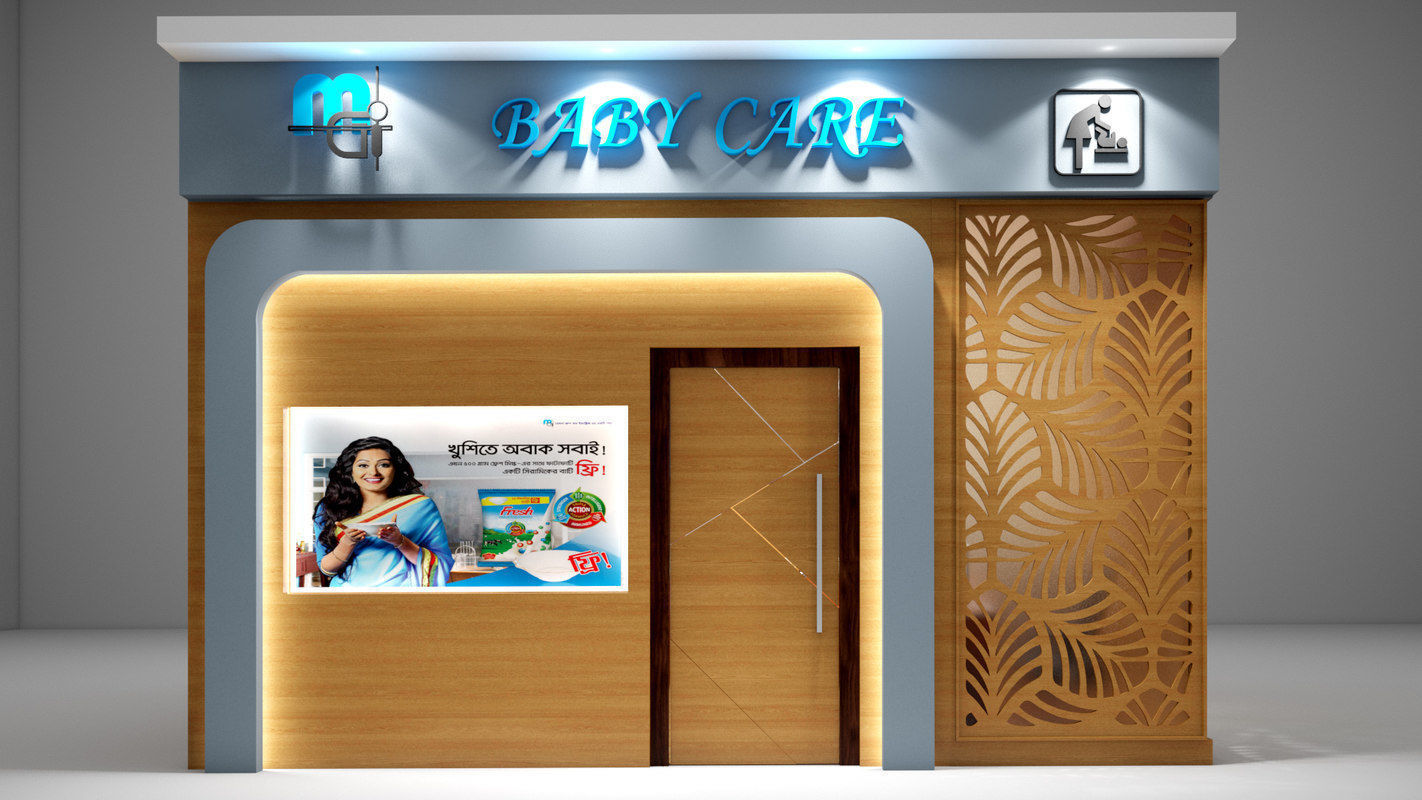 Baby Feeding Stall or room 3D model_9