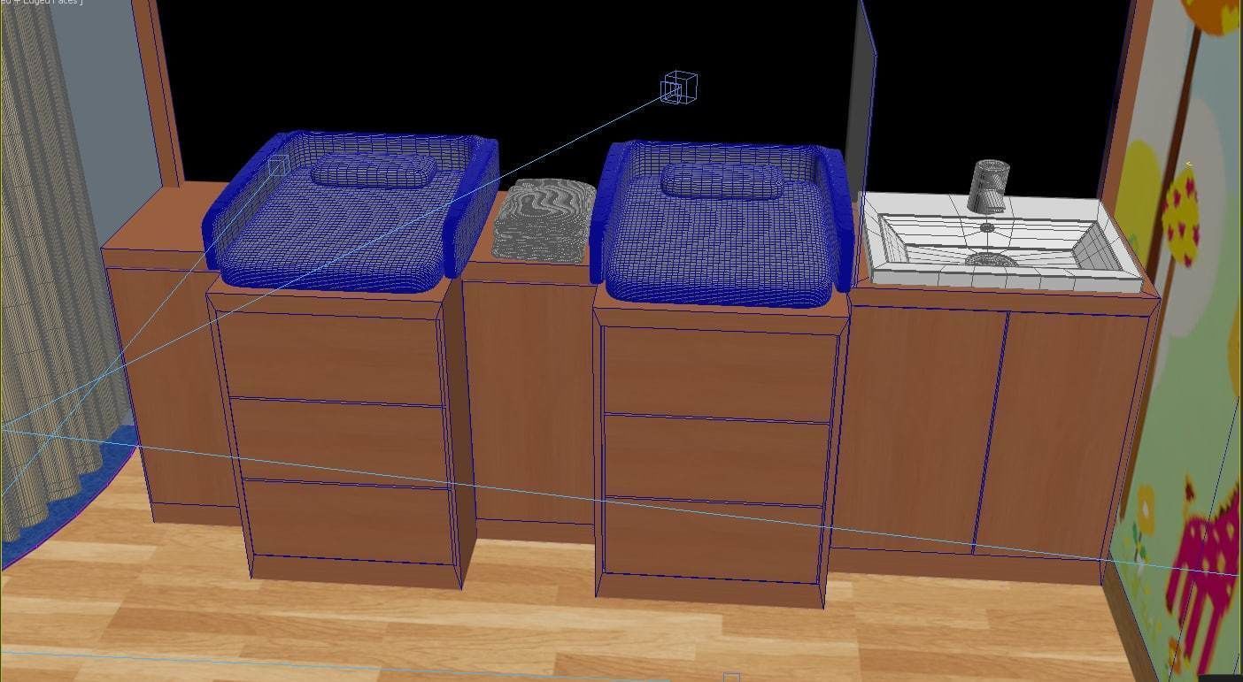 Baby Feeding Stall or room 3D model_8