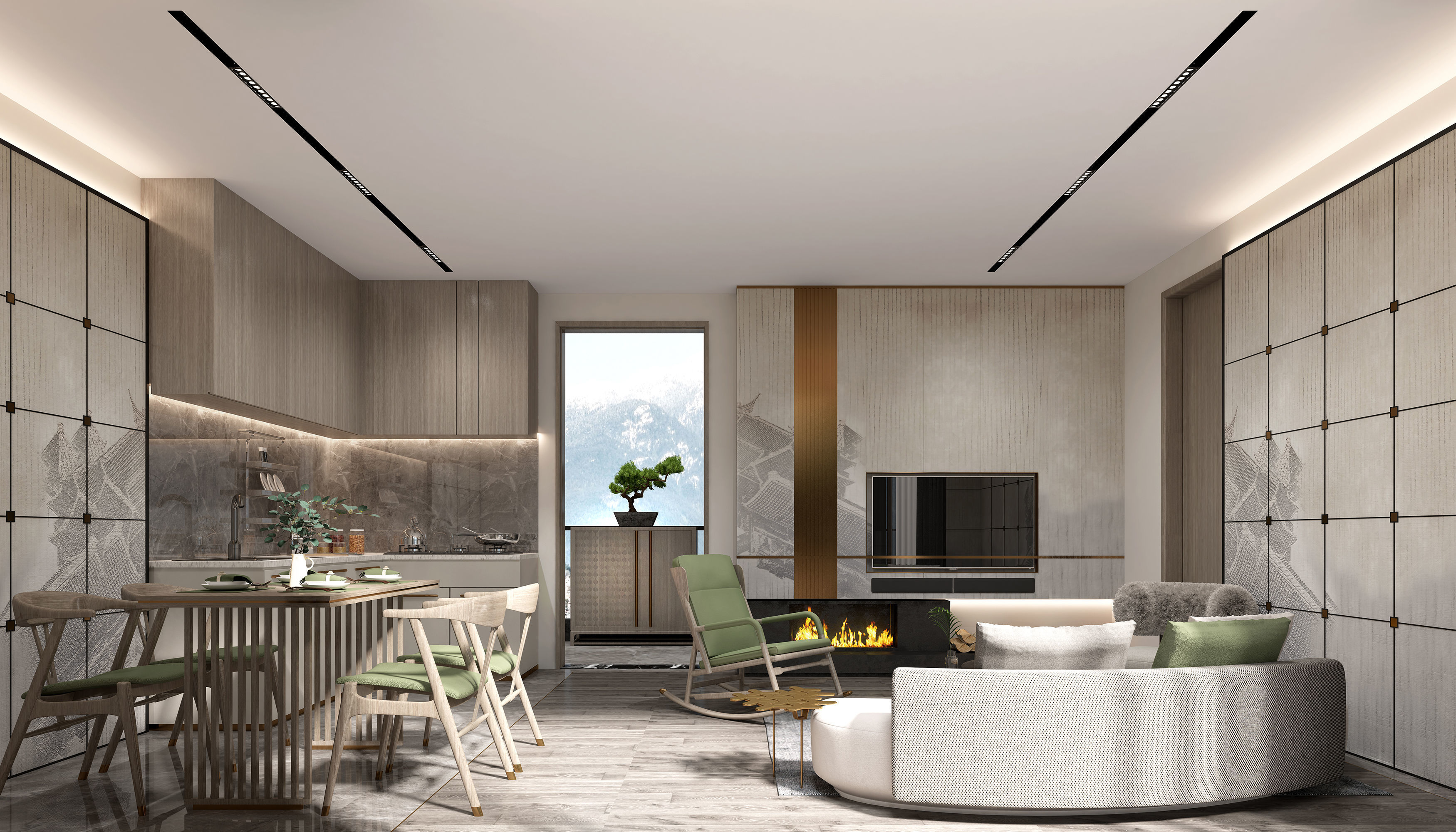 Modern villa homestay style 3D model_3