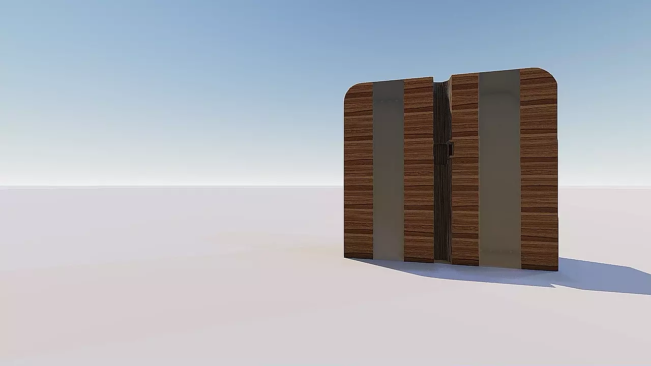 closet wooden box in middle of desert 3D print model_0