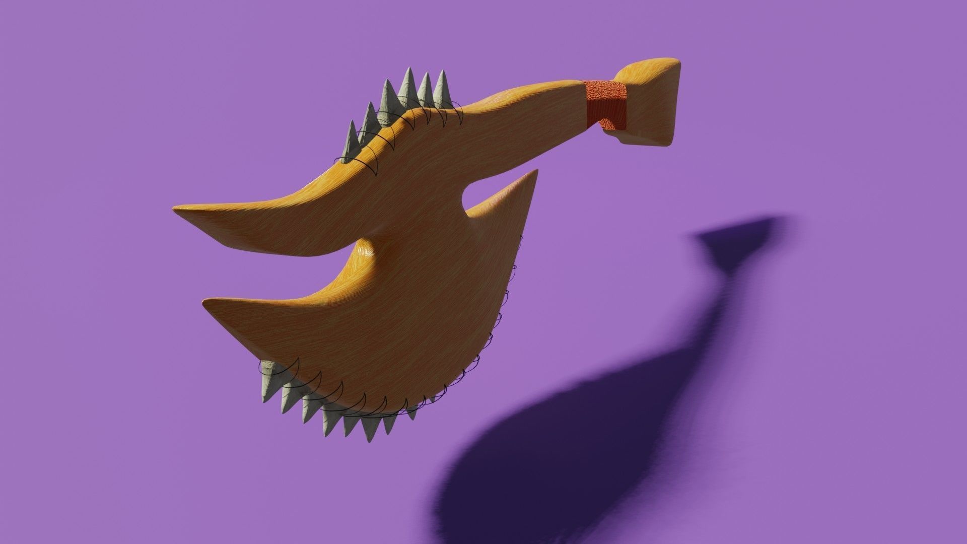 shark tooth axe 3D model_4