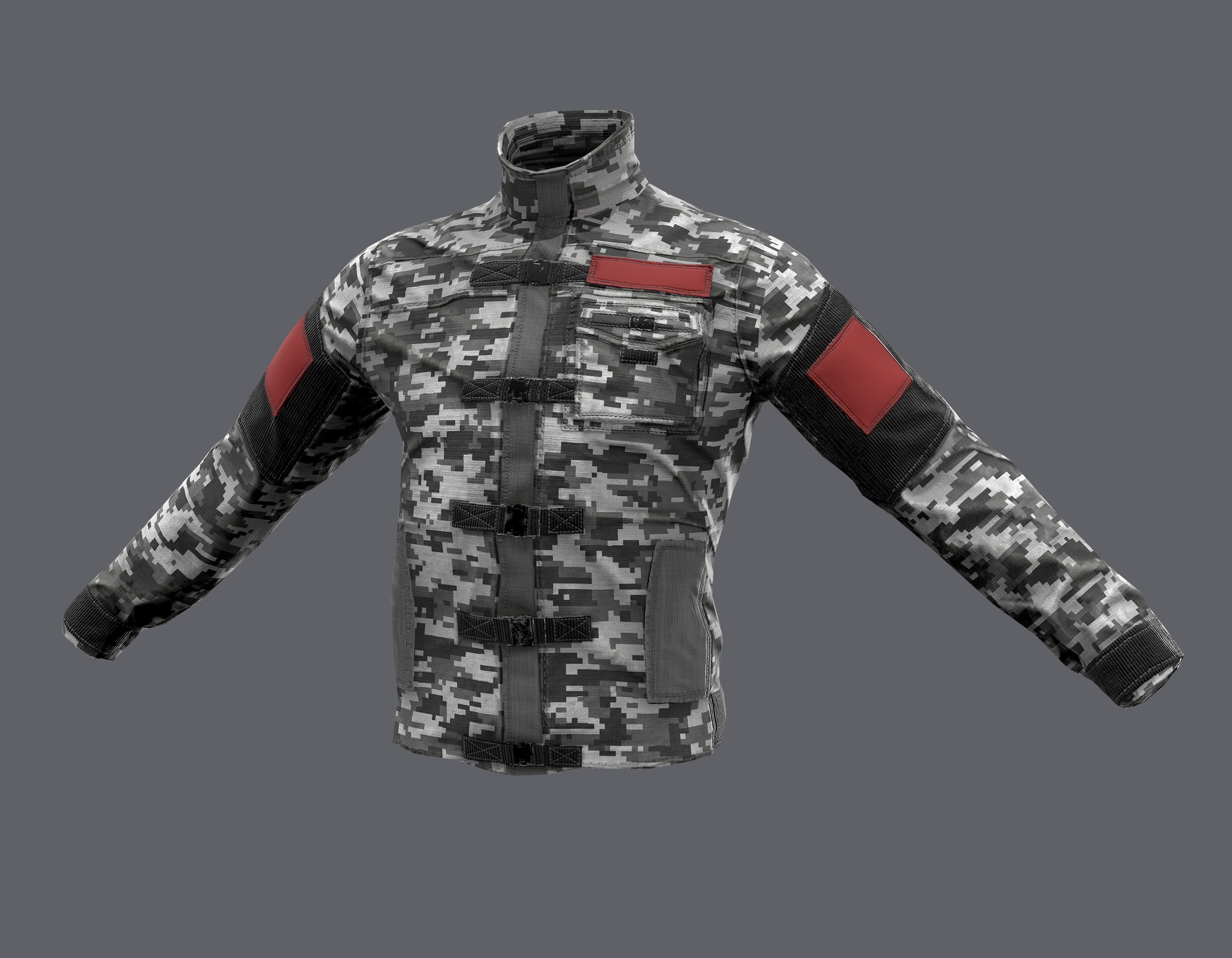 Tactical jacket Low-poly 3D model_3