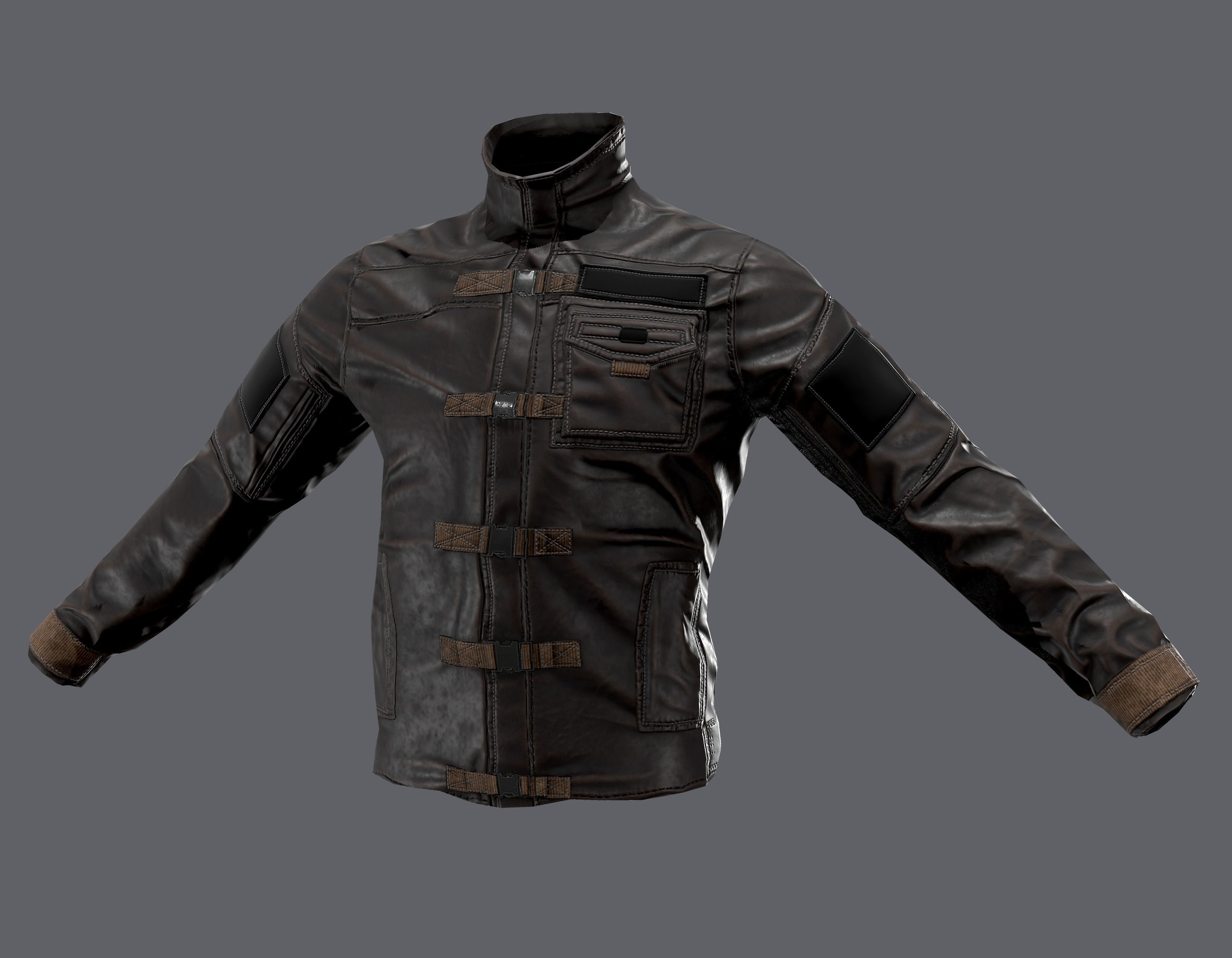 Tactical jacket Low-poly 3D model_6
