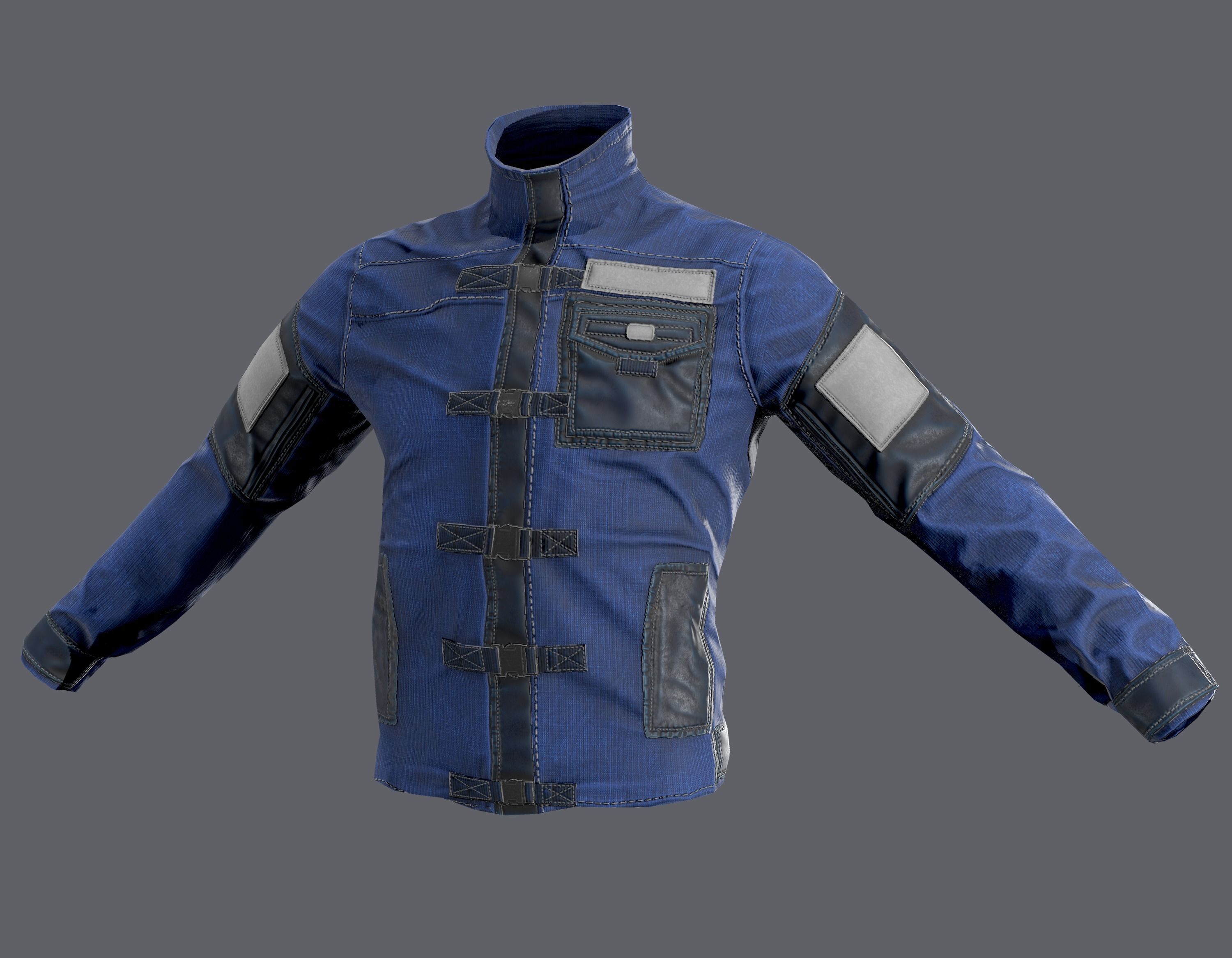Tactical jacket Low-poly 3D model_1