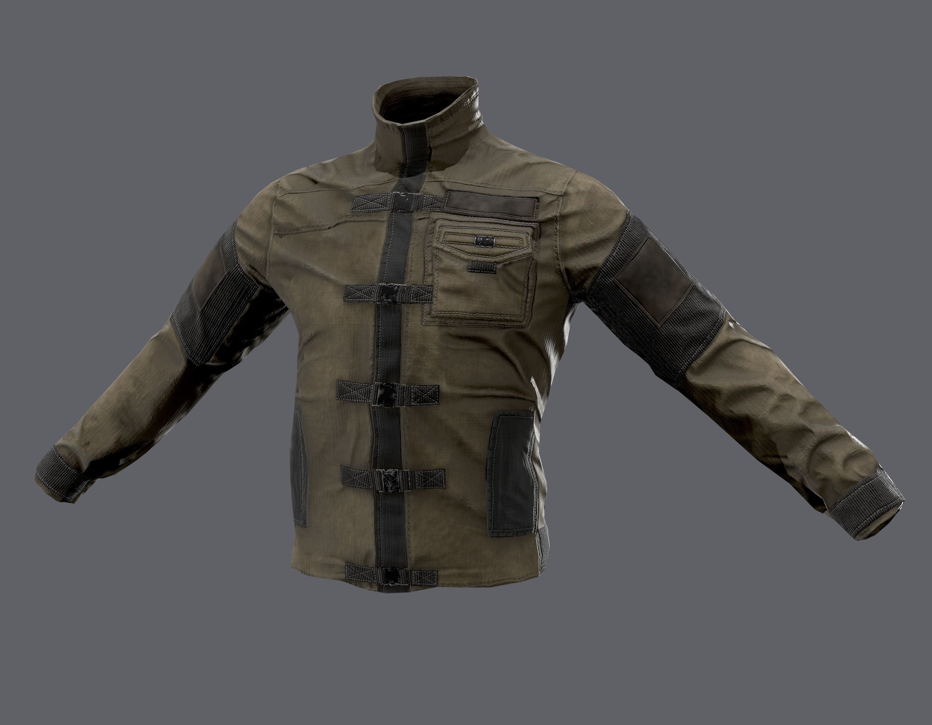 Tactical jacket Low-poly 3D model_4
