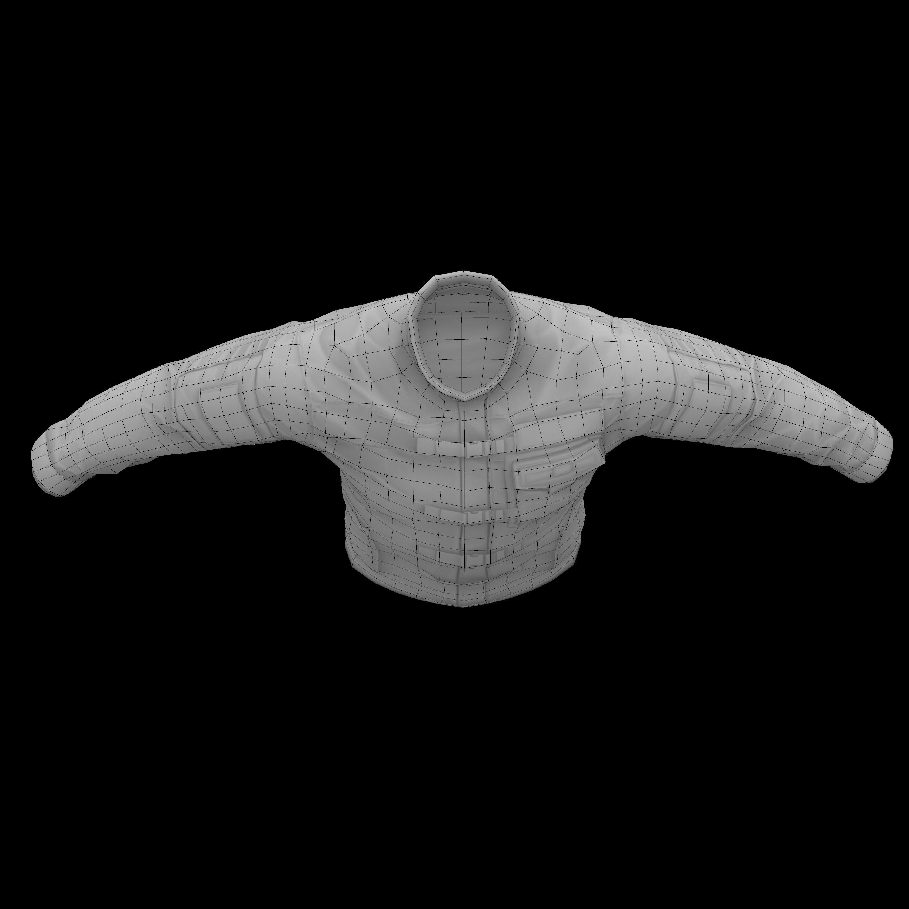 Tactical jacket Low-poly 3D model_16