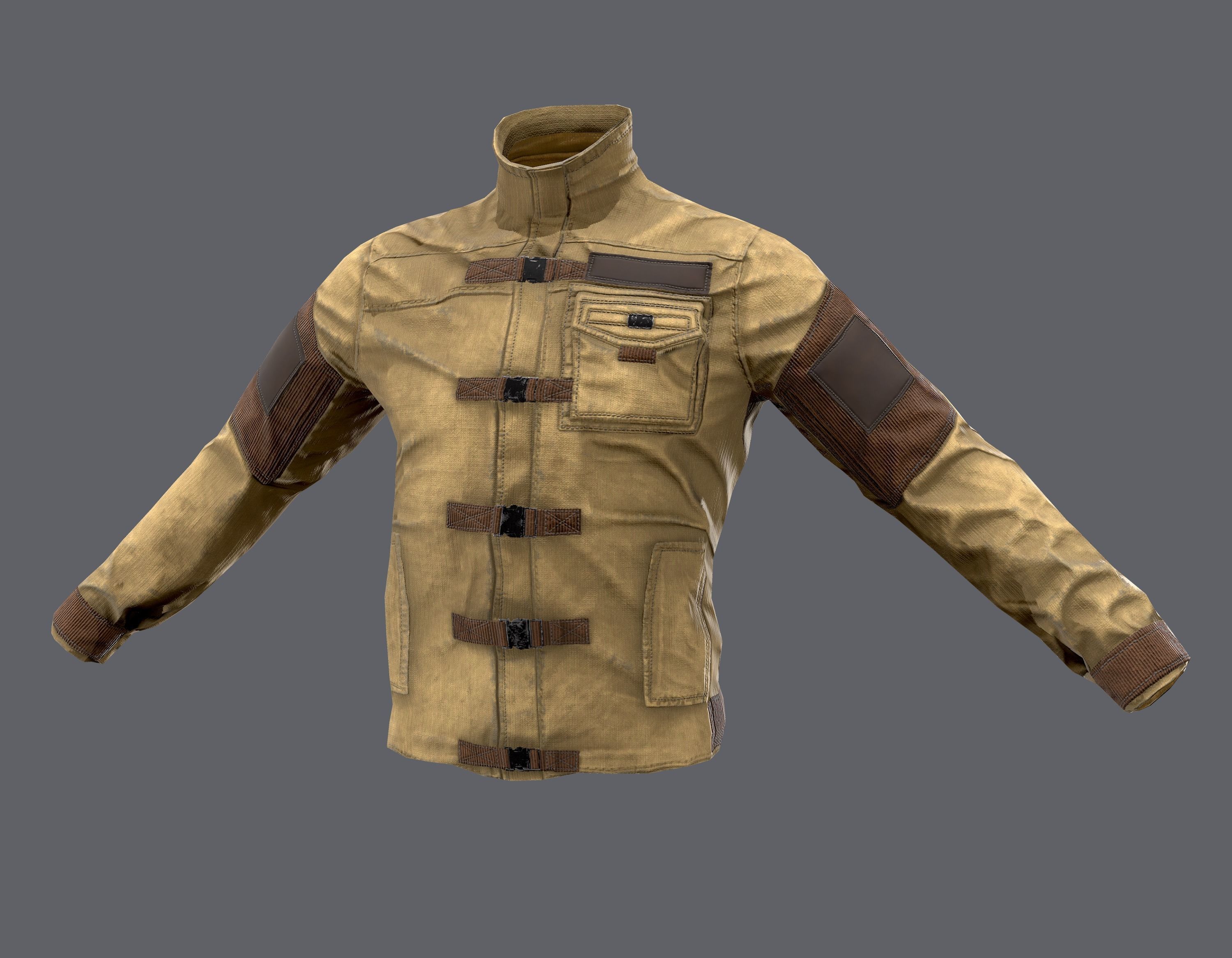 Tactical jacket Low-poly 3D model_5