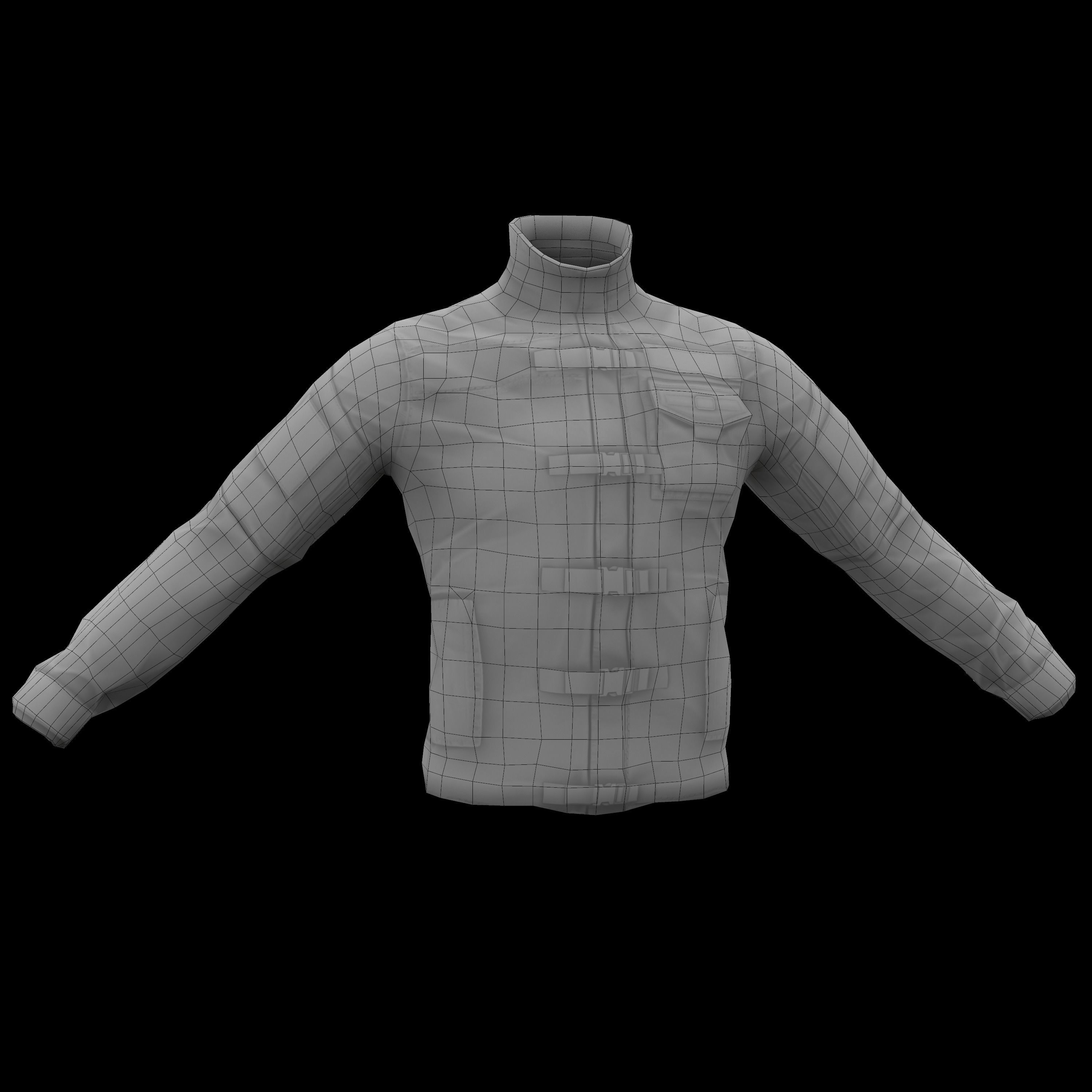 Tactical jacket Low-poly 3D model_18