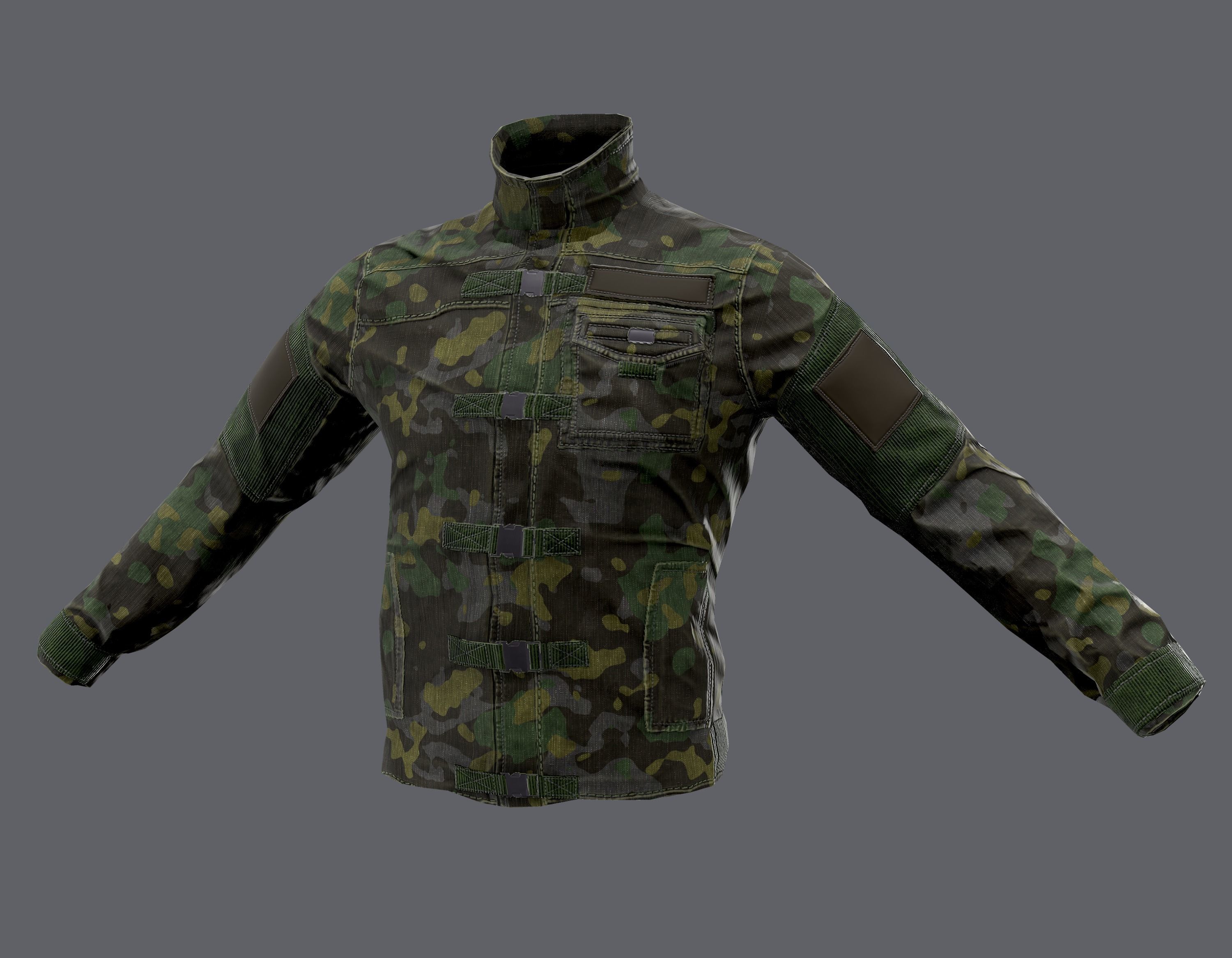 Tactical jacket Low-poly 3D model_7