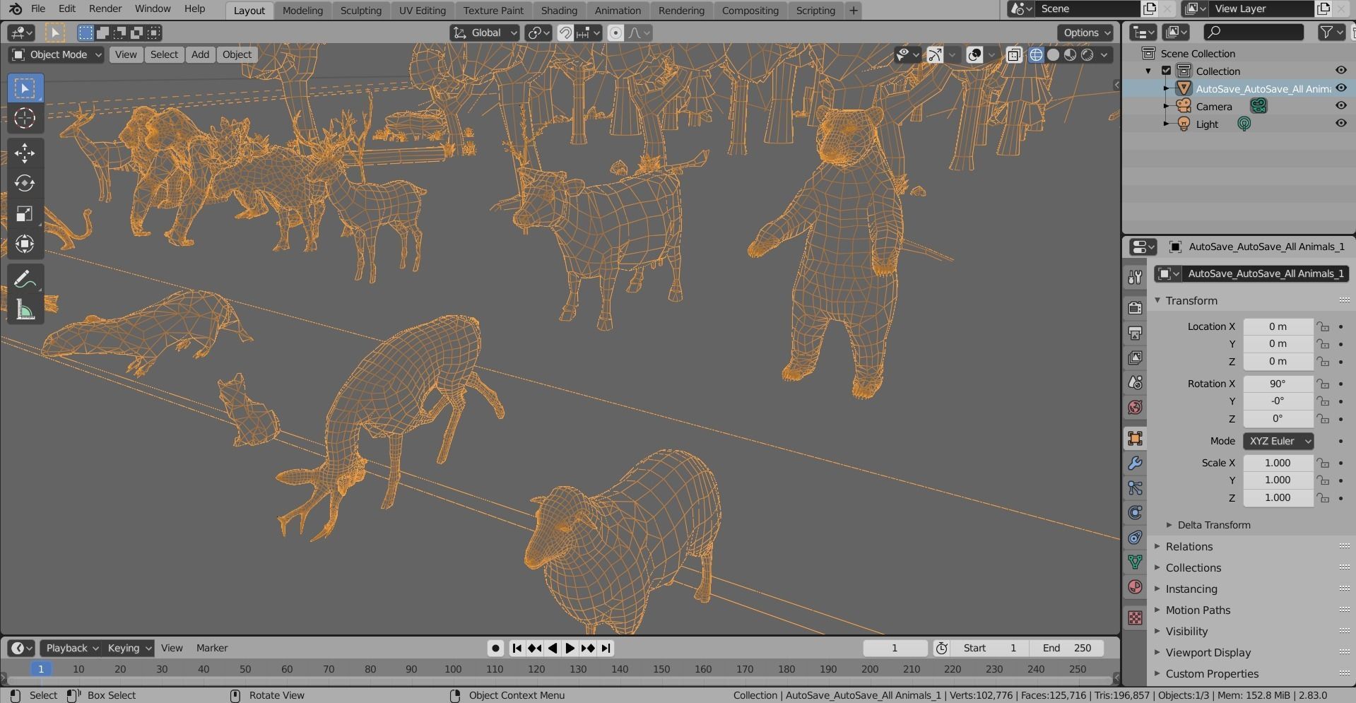 Animals-Trees -Grass -Rocks- Mountains And Hills Forest Pack Low-poly 3D model_13
