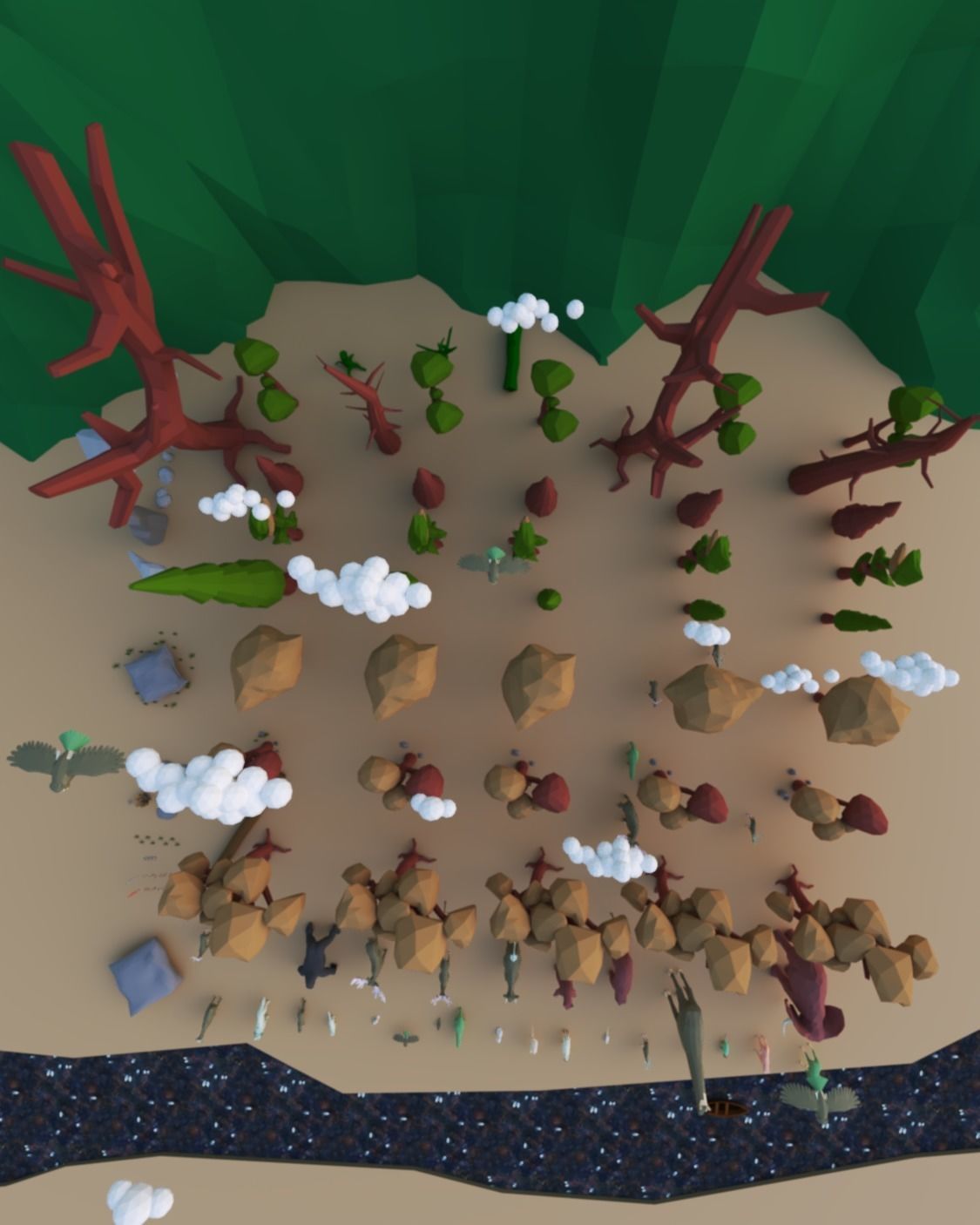 Animals-Trees -Grass -Rocks- Mountains And Hills Forest Pack Low-poly 3D model_11