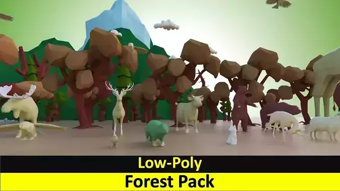 Animals-Trees -Grass -Rocks- Mountains And Hills Forest Pack