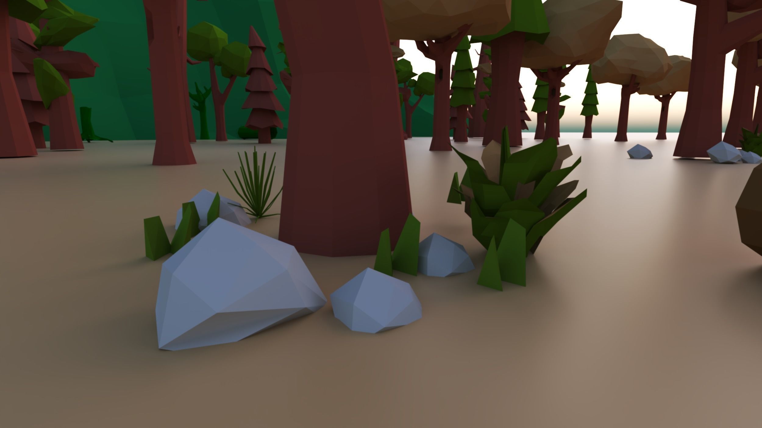 Animals-Trees -Grass -Rocks- Mountains And Hills Forest Pack Low-poly 3D model_9