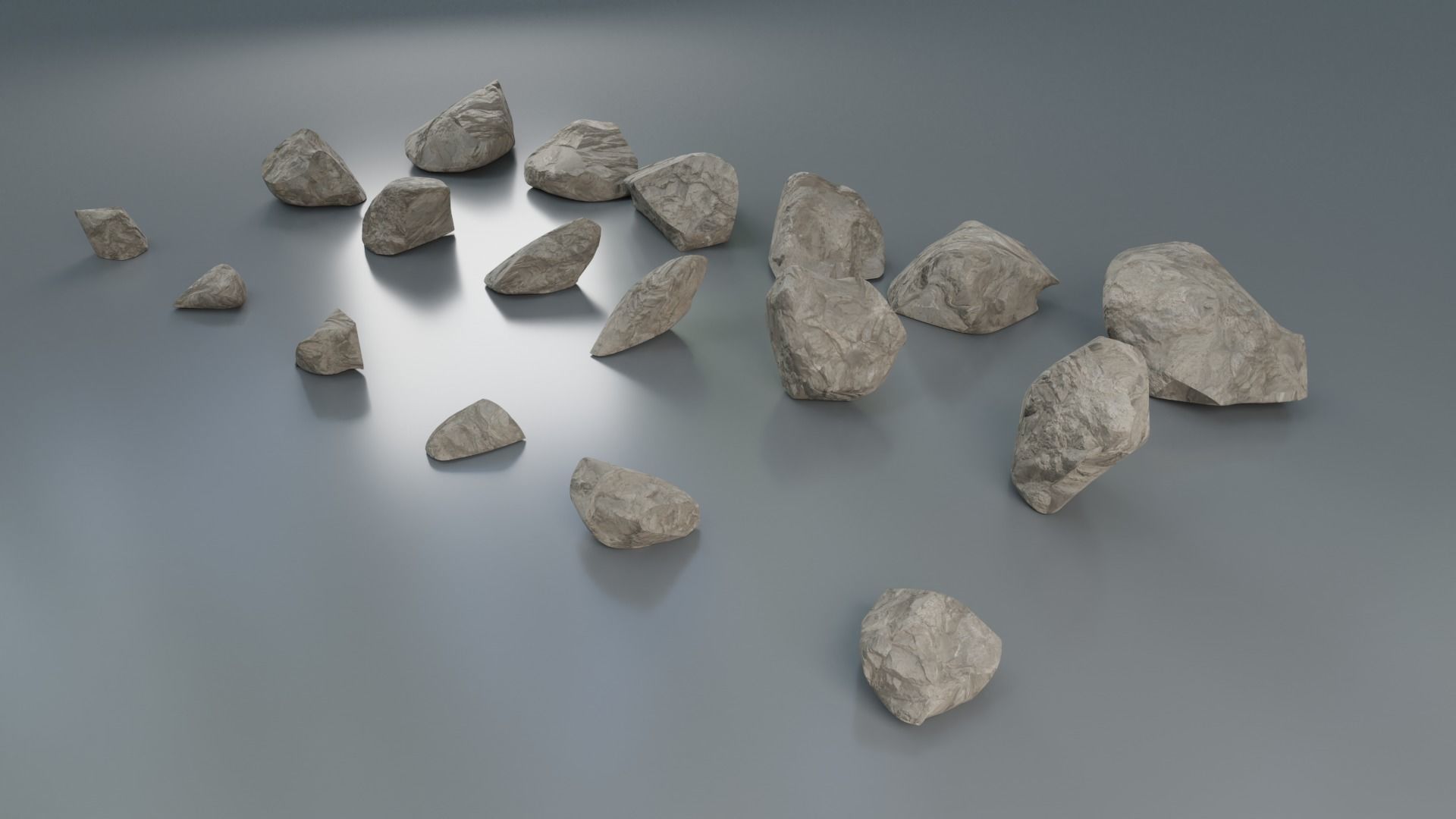 Rocks set 2 in row Low-poly 3D model_5