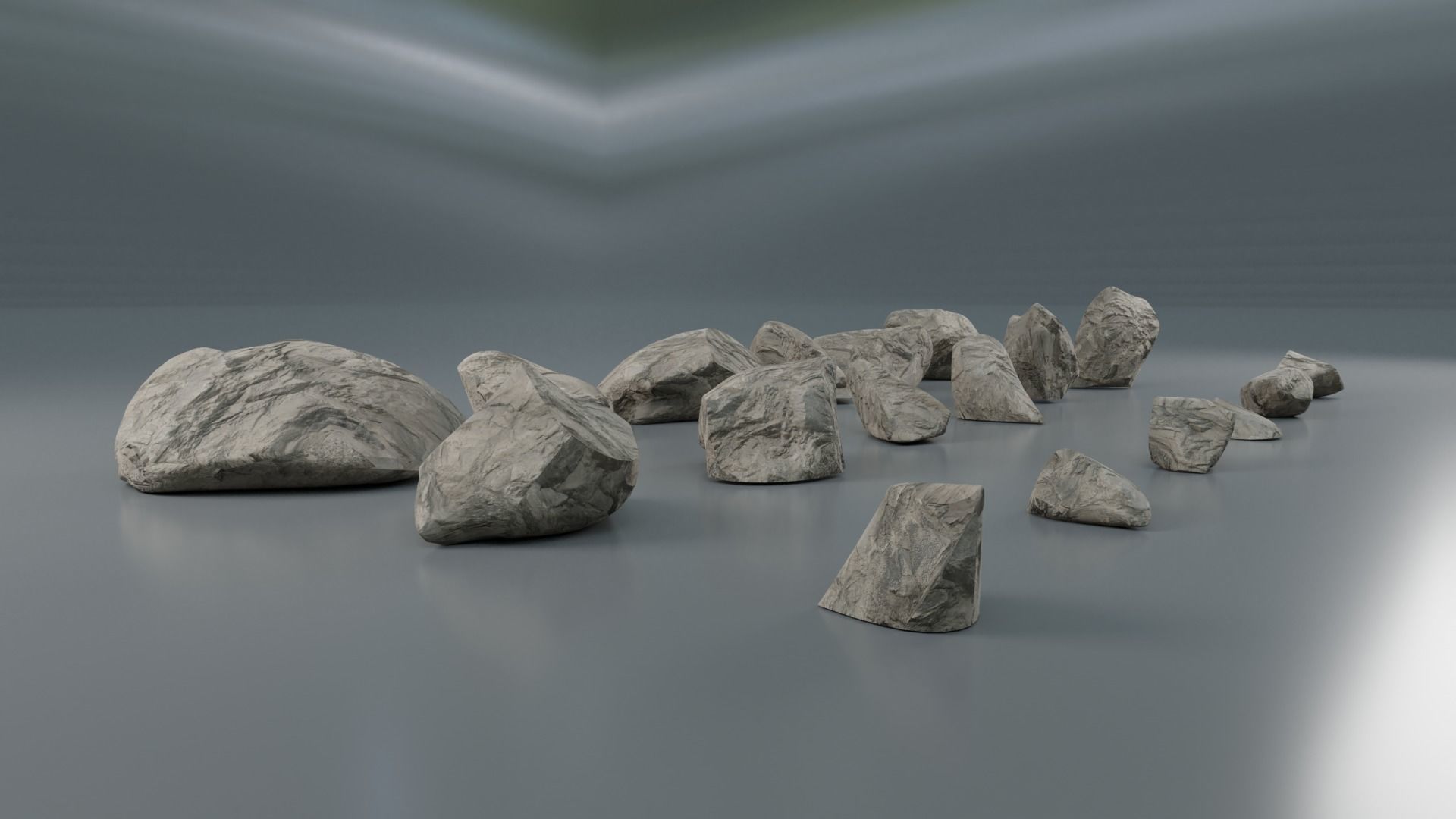 Rocks set 2 in row Low-poly 3D model_1