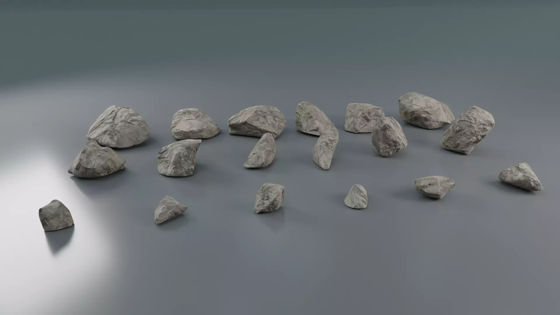 Rocks set 2 in row Low-poly 3D model_0
