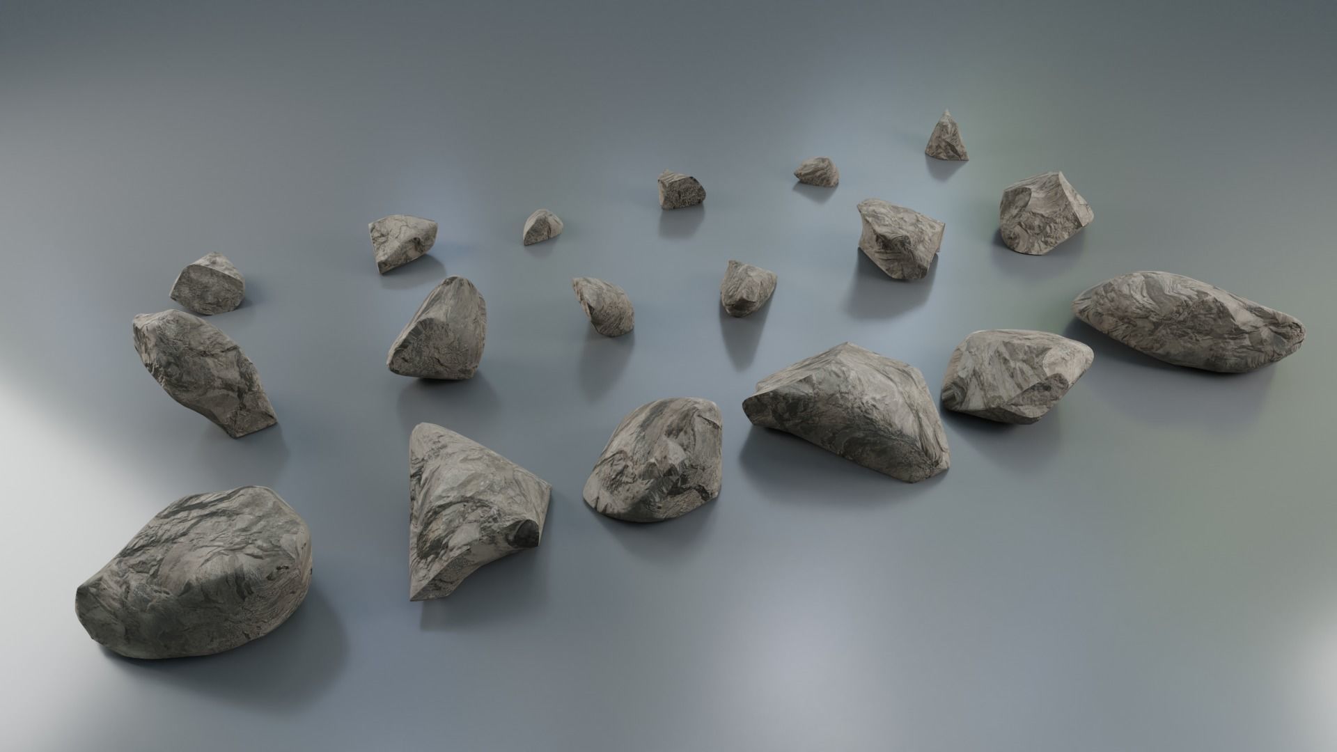 Rocks set 2 in row Low-poly 3D model_3