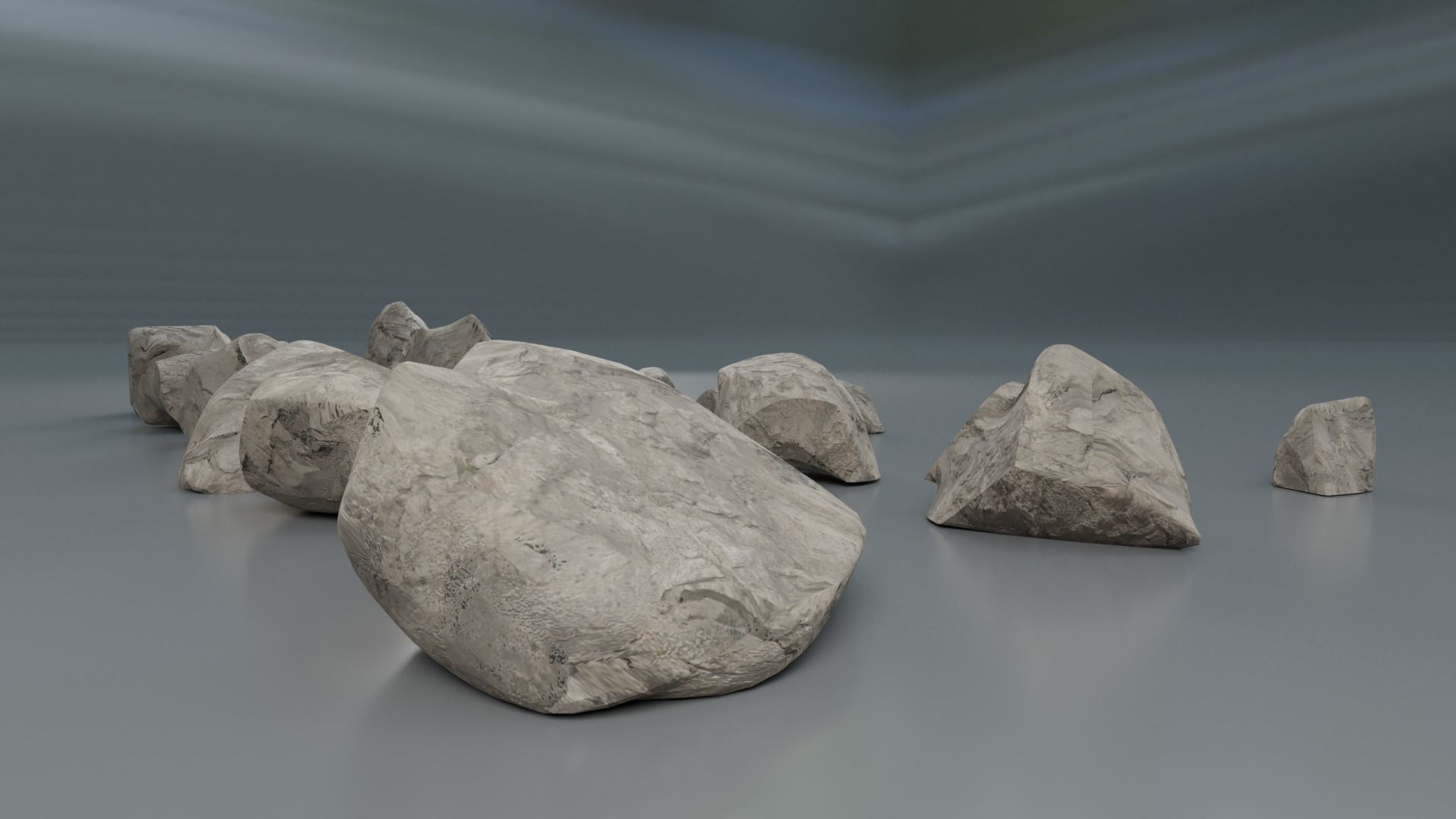 Rocks set 2 in row Low-poly 3D model_2