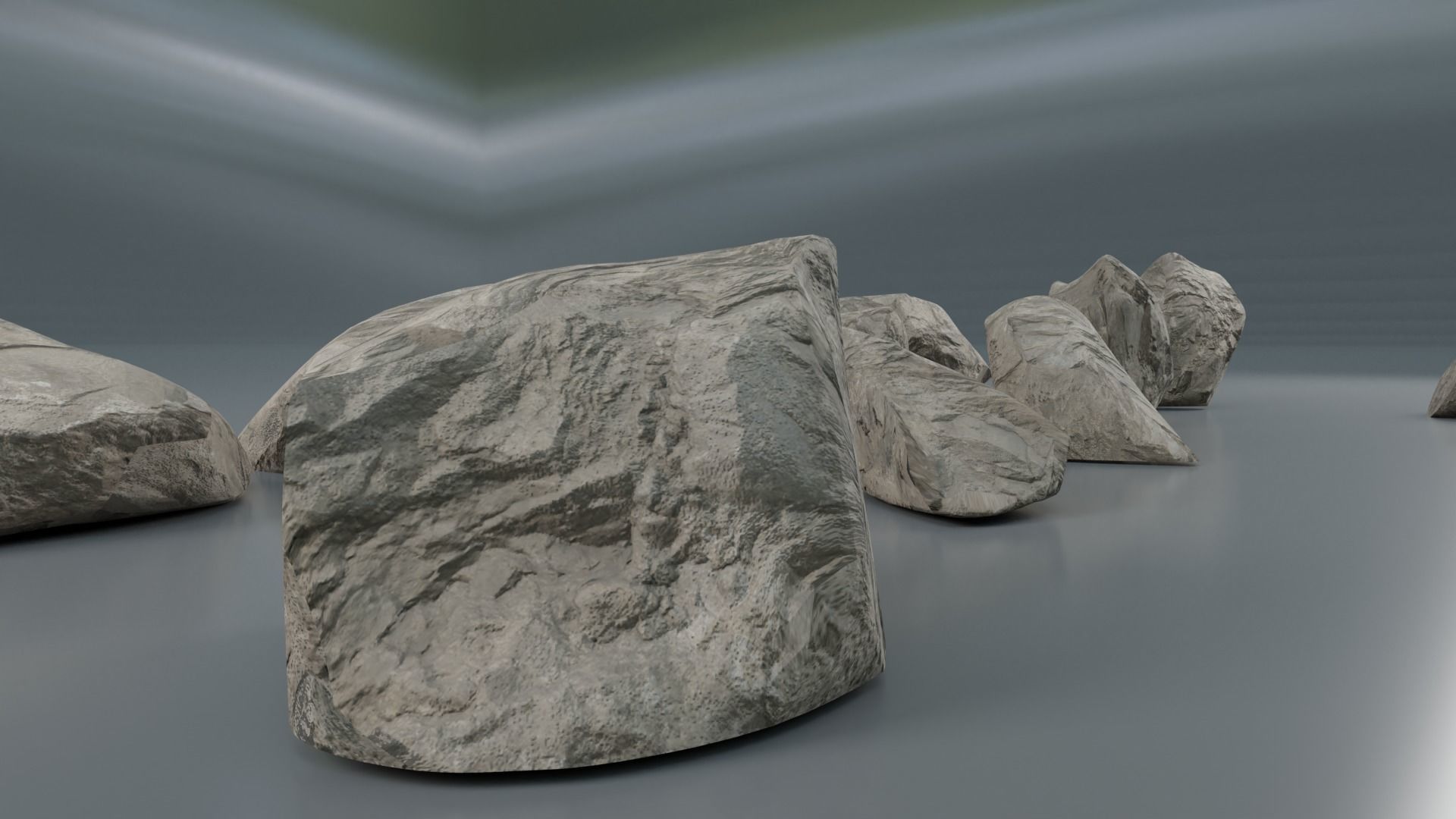 Rocks set 2 in row Low-poly 3D model_4