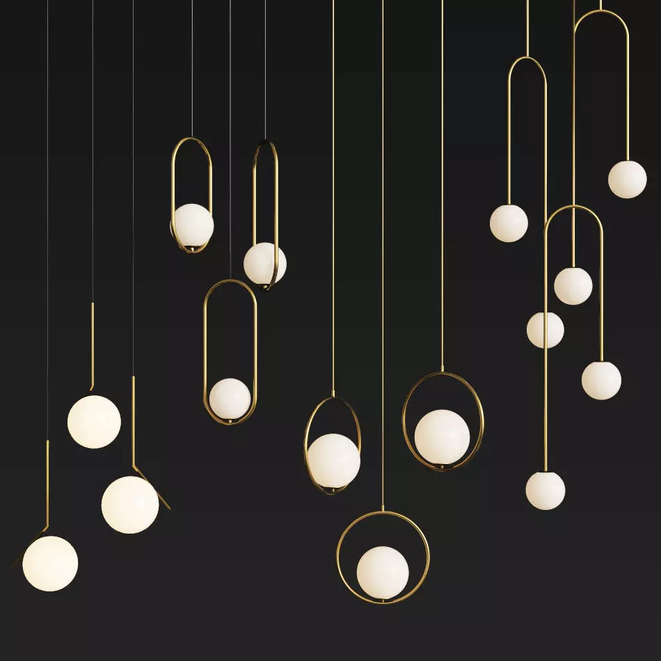 Four Hanging Light Set 04 3D model_0