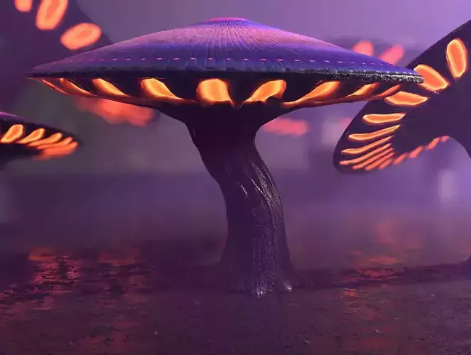 Fantasy Mushrooms Collection Low-poly 3D model