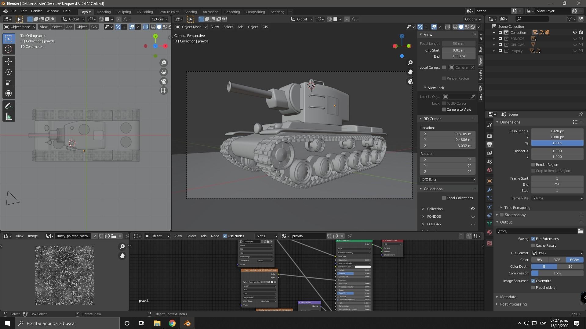 KV-2 tank Low-poly 3D model_7