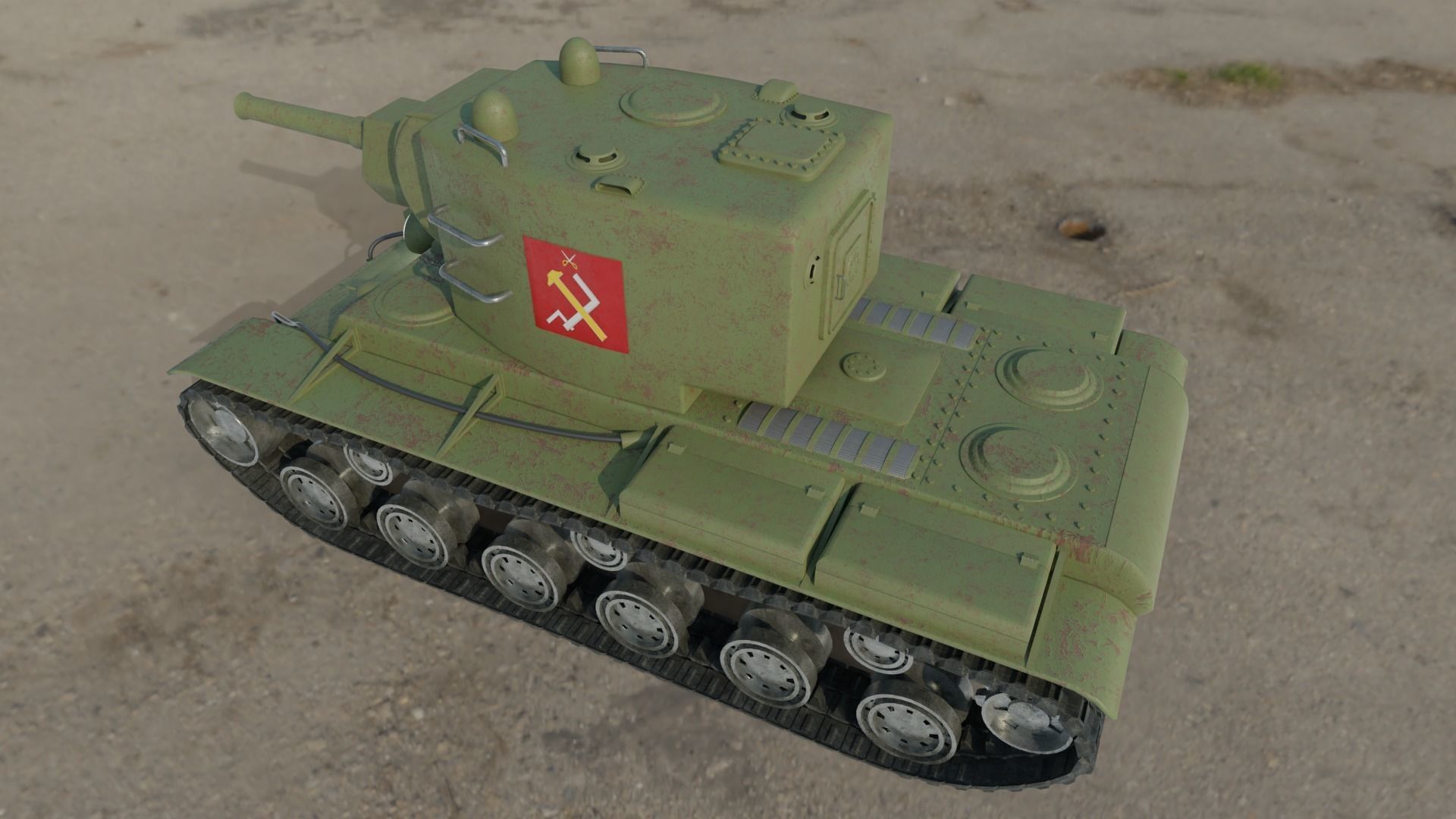 KV-2 tank Low-poly 3D model_6