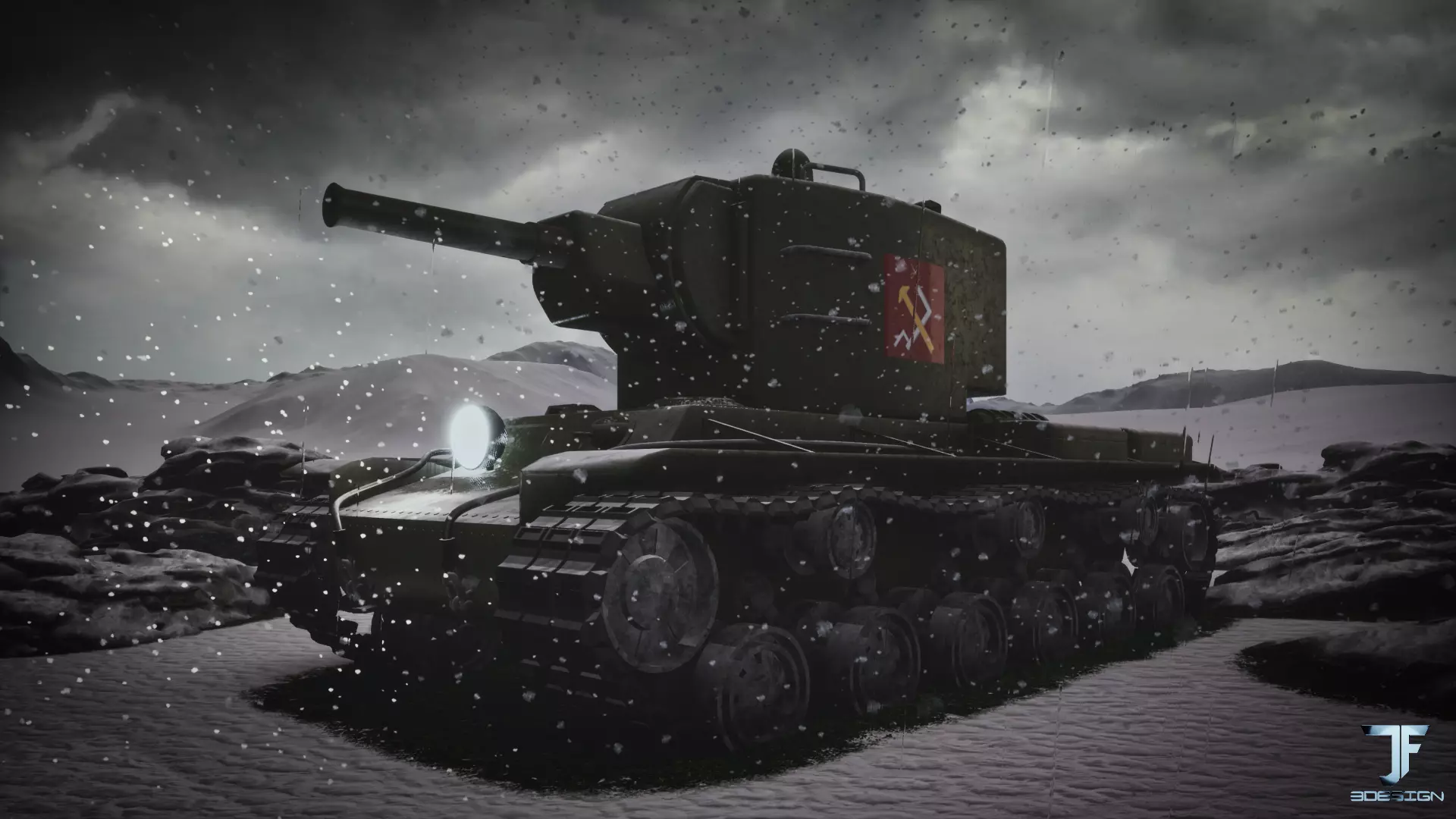 KV-2 tank Low-poly 3D model_0