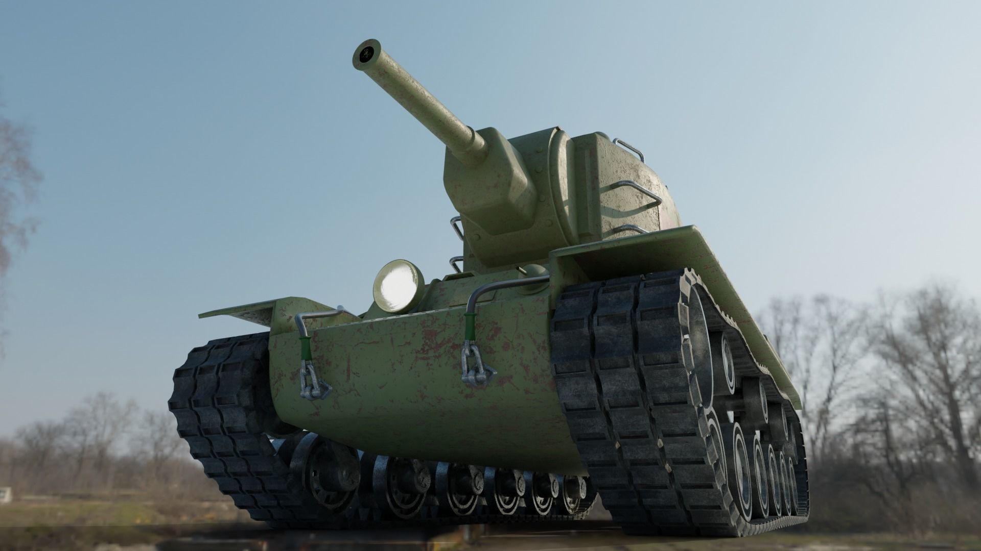 KV-2 tank Low-poly 3D model_4