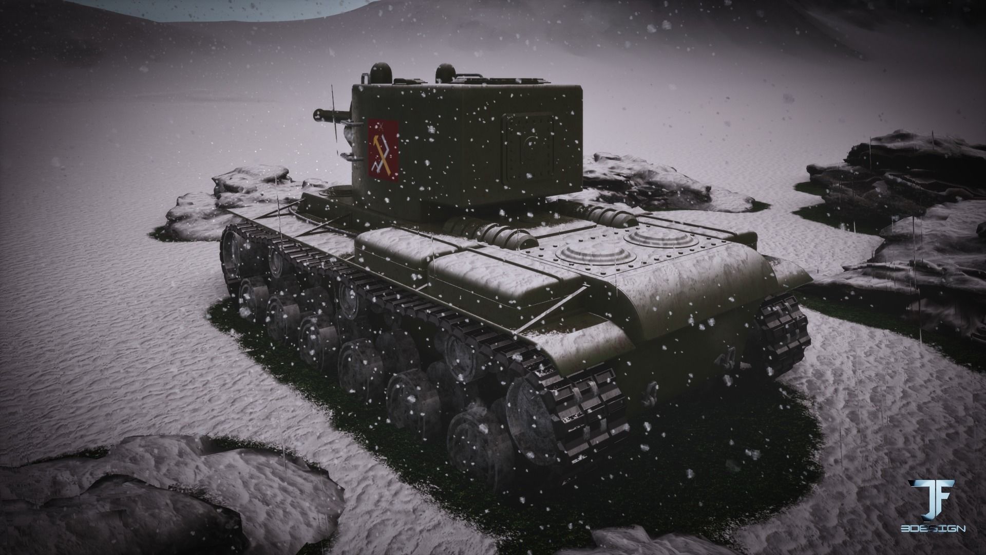 KV-2 tank Low-poly 3D model_2