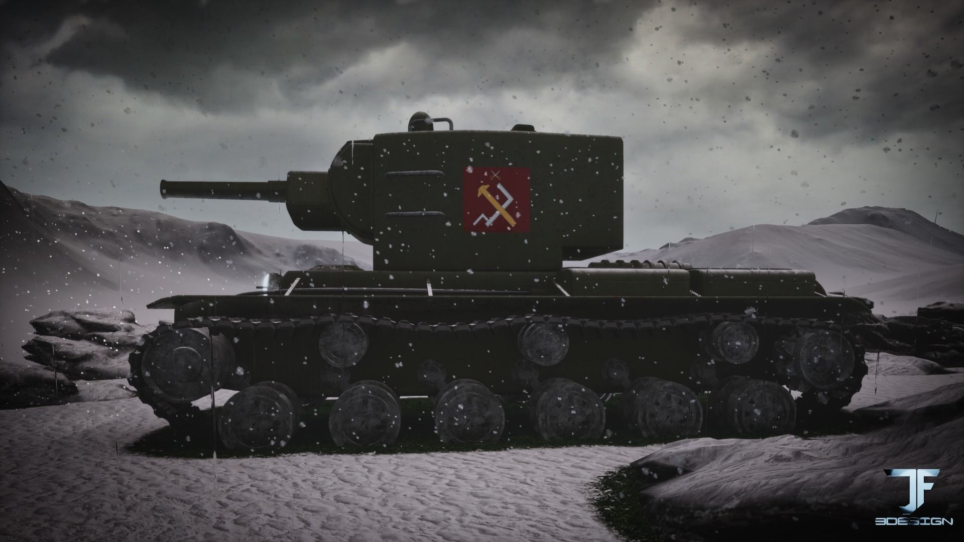 KV-2 tank Low-poly 3D model_1