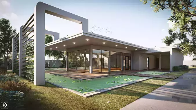 modern house 01 3D model