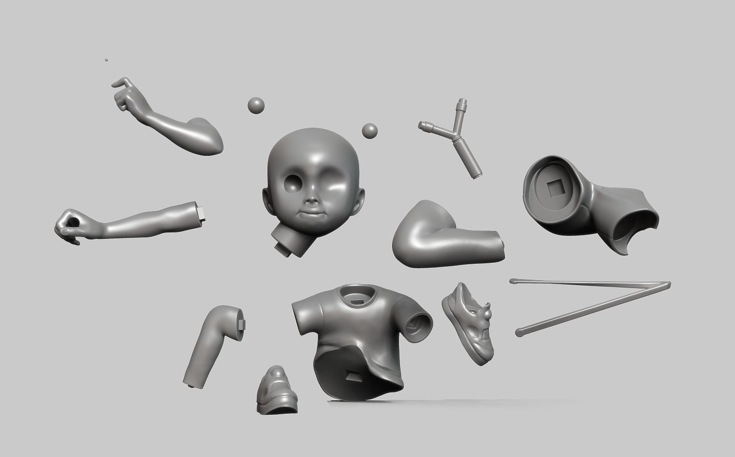 Slingshot boy 3d Printed Model 3D print model_9