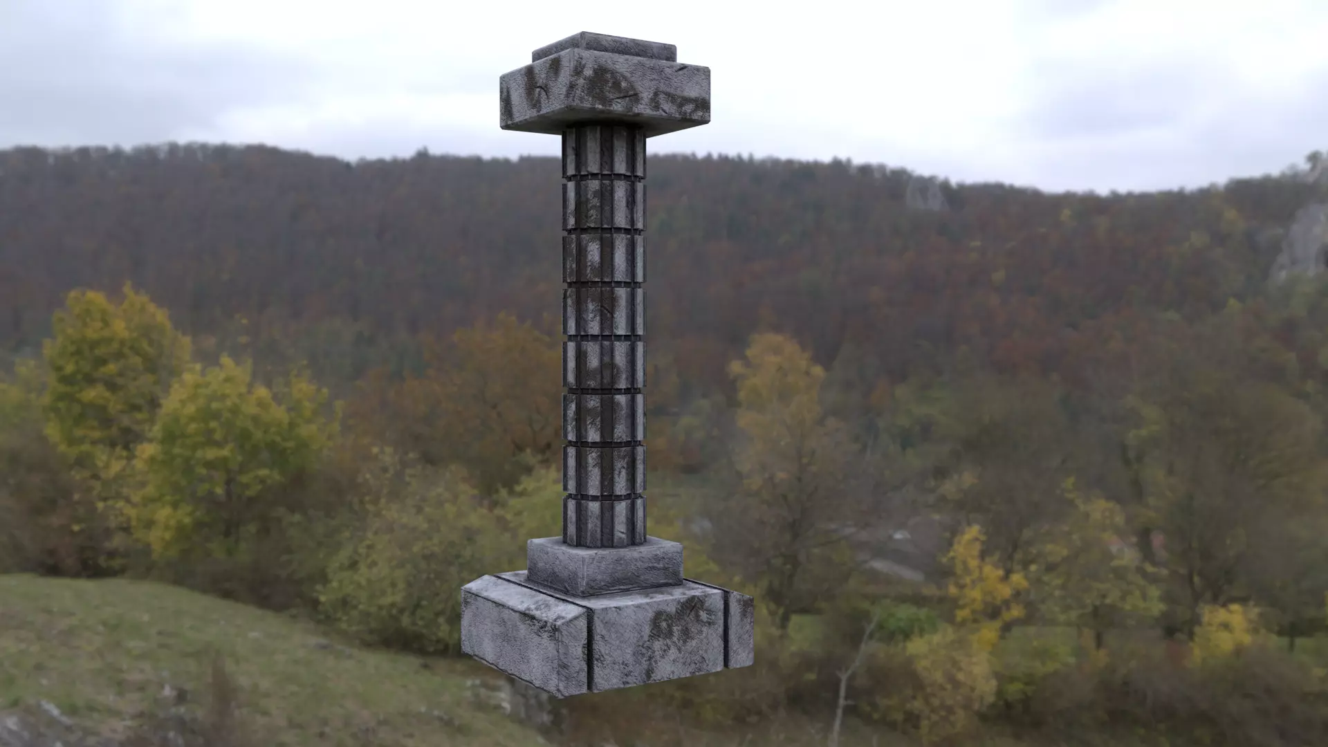 Old Temple Column Free 3D model