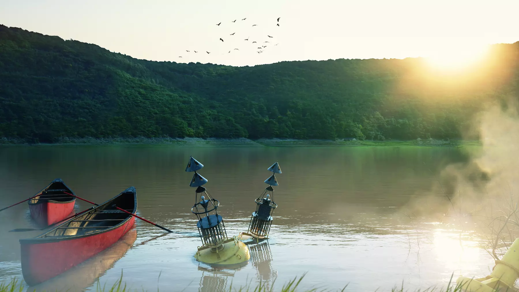 Lake Sunset Low-poly 3D model_0